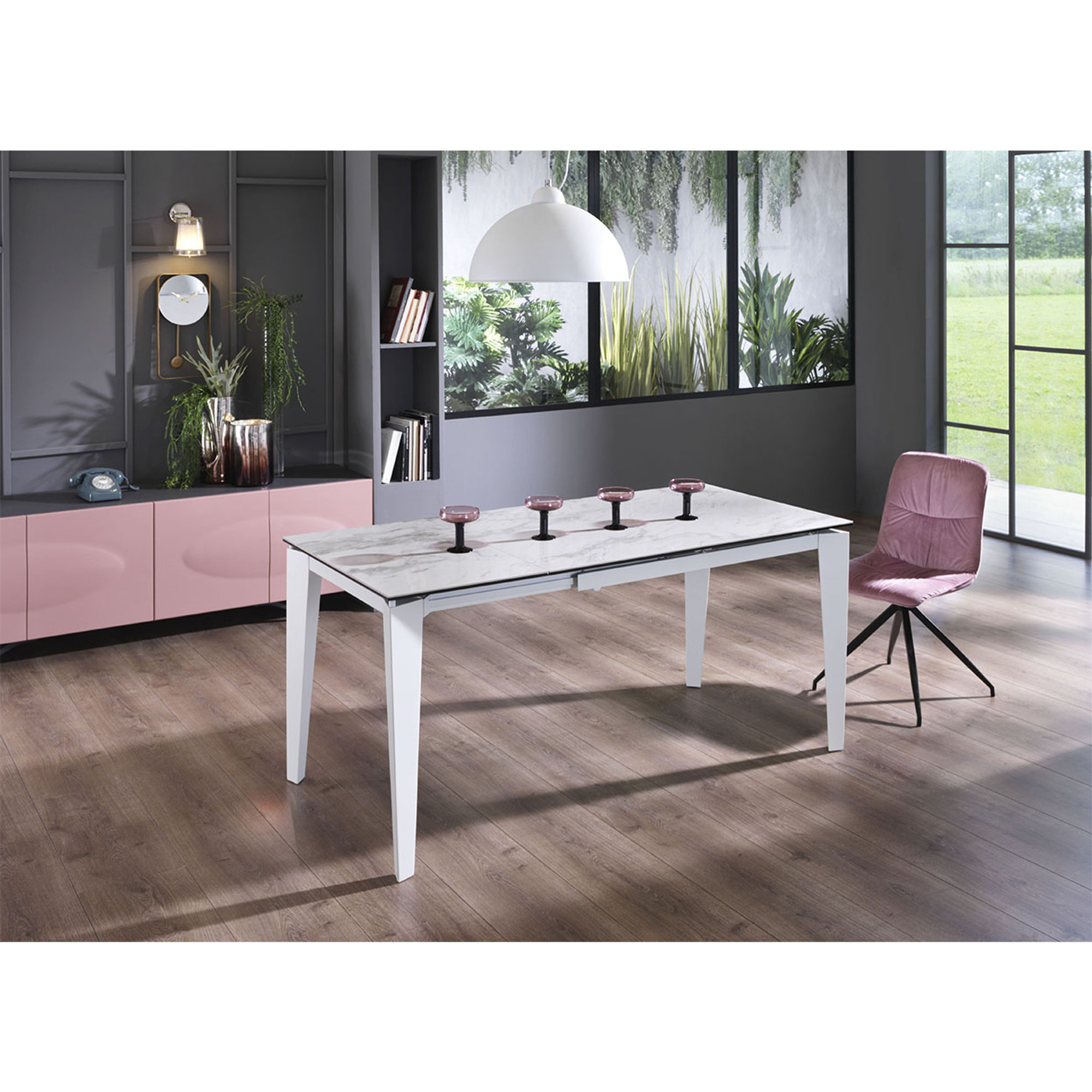 Tavolo Allungabile (120/170 x 80 cm), marmo bianco Stones vista1