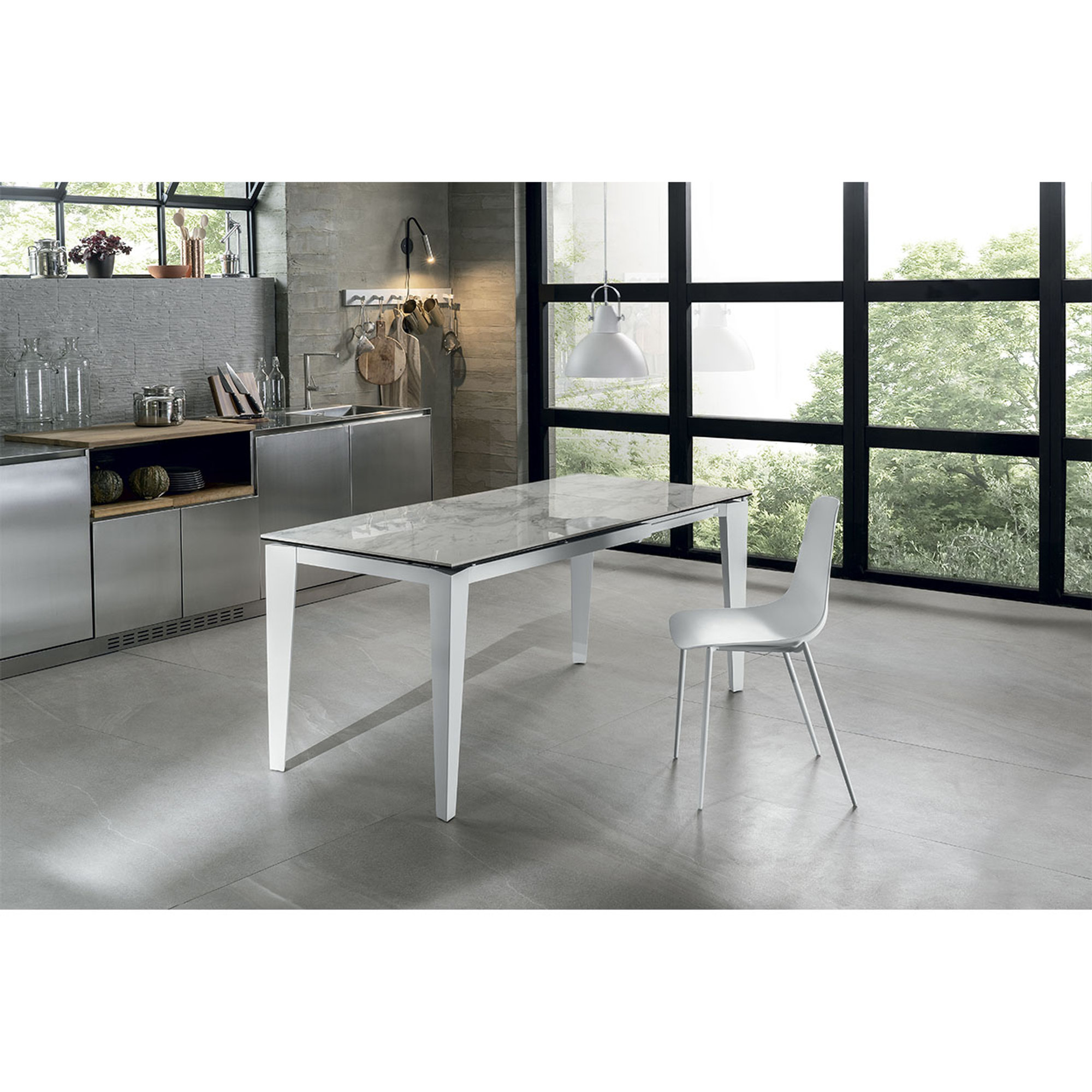 Tavolo Allungabile (120/170 x 80 cm), marmo bianco Stones vista2