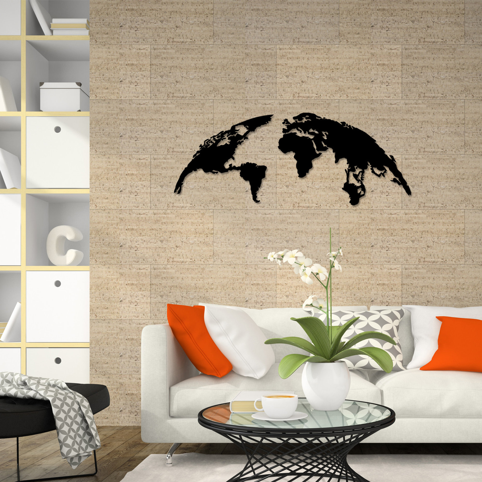 Grande carte du monde, décoration en métal, accessoire mural décoratif en métal Wall addiction vista0