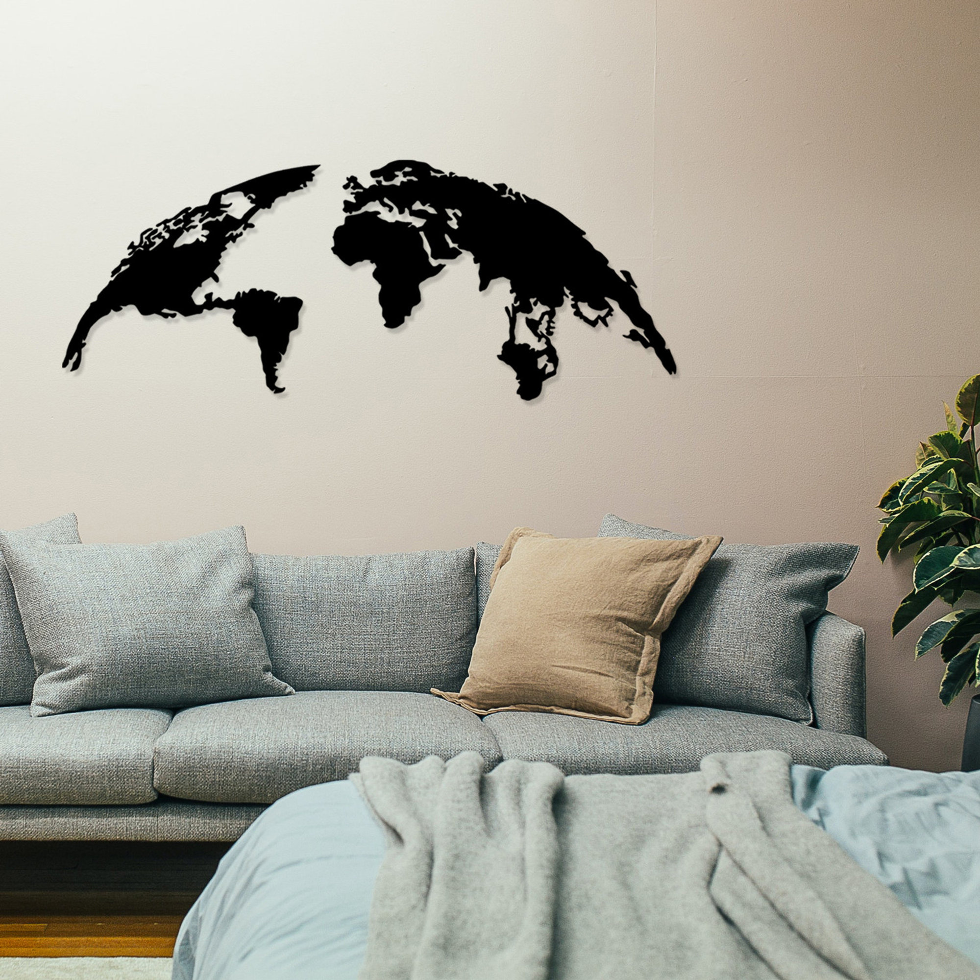 Grande carte du monde, décoration en métal, accessoire mural décoratif en métal Wall addiction vista2