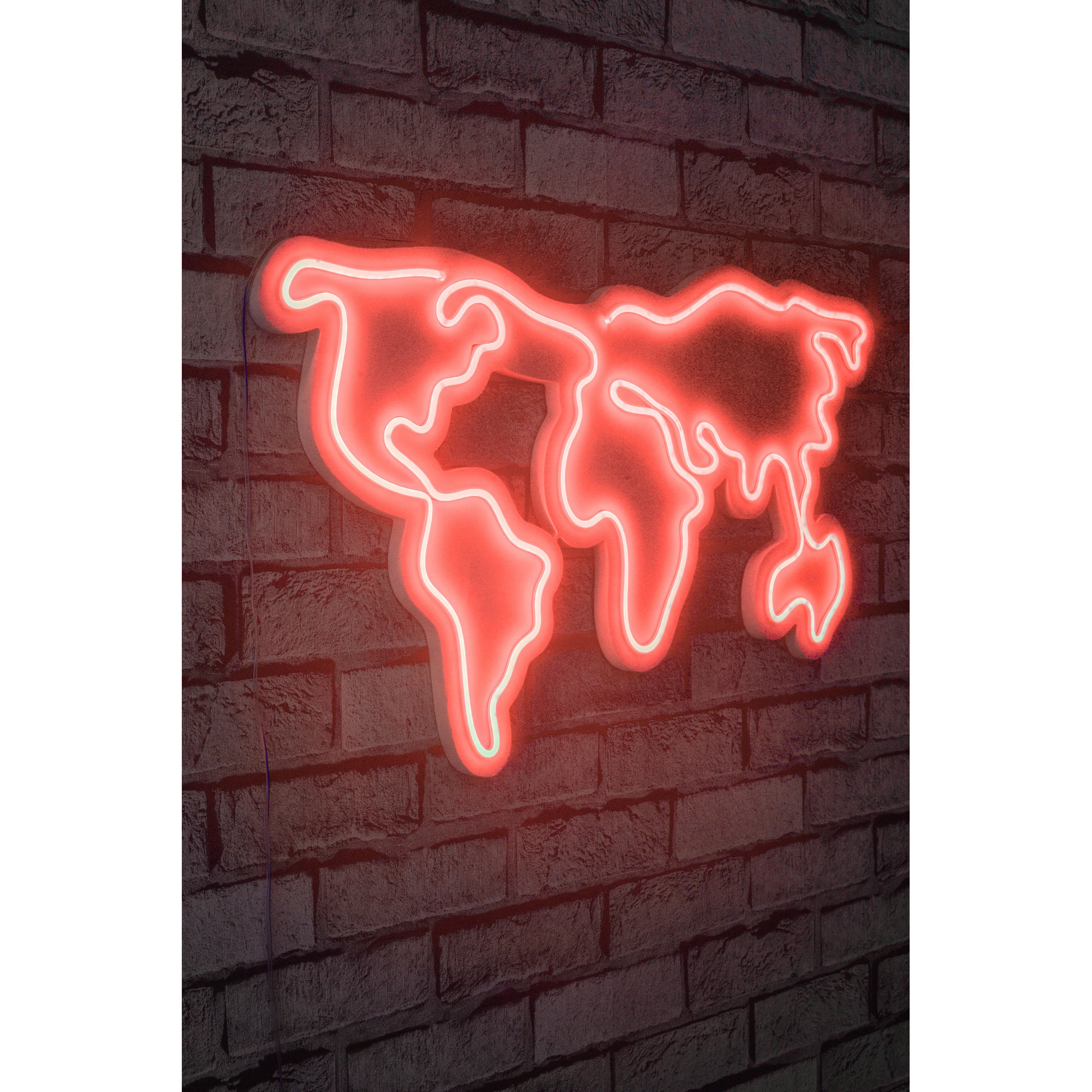Carte du monde - Éclairage LED en plastique décoratif rouge Wall addiction vista0