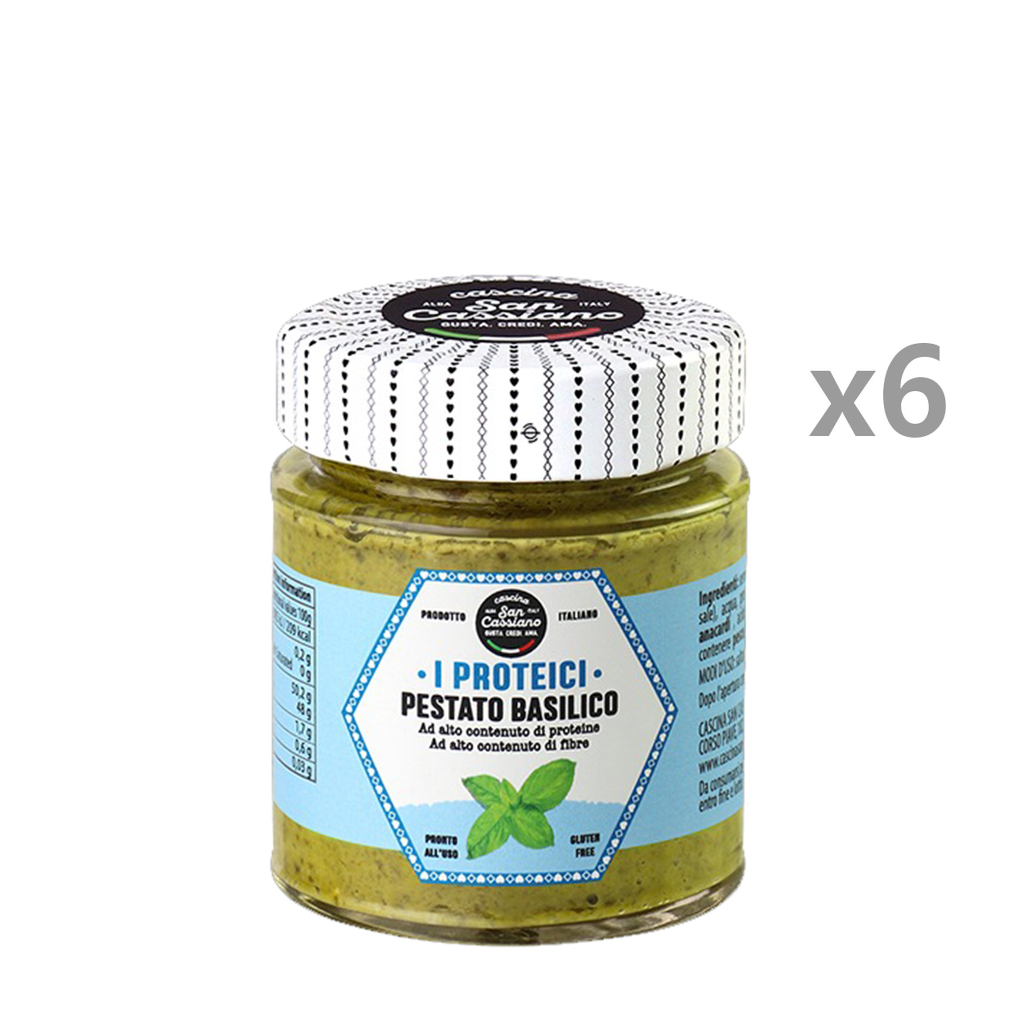6 pots - Pesto protéiné au basilic 140 gr Cascina San Cassiano vista0