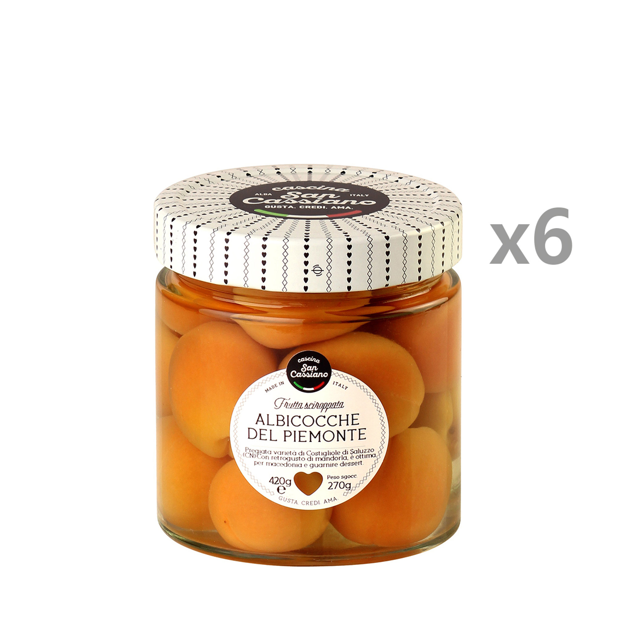 Albicocche Sciroppate del Piemonte 420 gr Cascina San Cassiano vista0