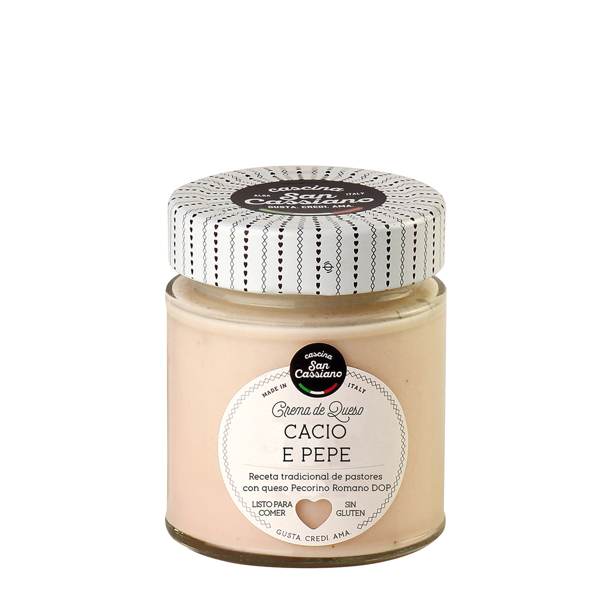 6 mixed jars 150 gr: 2 Castelmagno PDO Cheese Cream - 2 Cream with Parmigiano Reggiano - 2 Cheese and Pepper Cream with Pecorino Romano PDO Cascina San Cassiano vista5