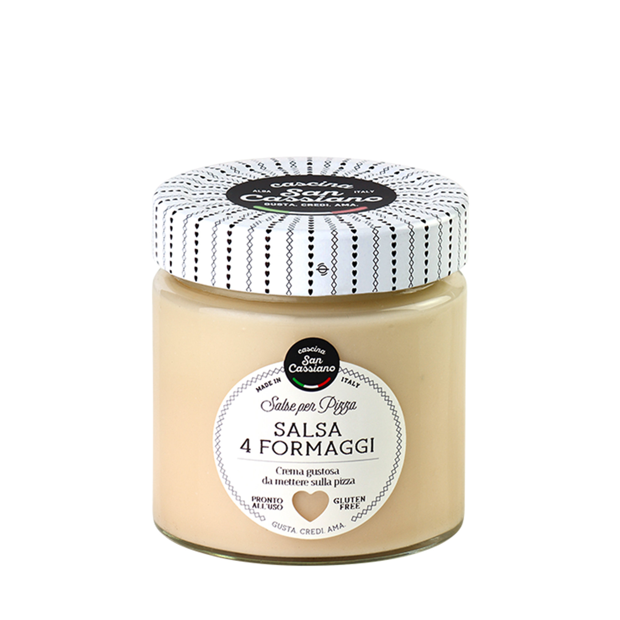 6 vasetti misti Salsa per Pizza 190 gr: 2 Cipolla Fritta - 2 Pomodoro Mozzarella Basilico - 2 Quattro Formaggi Cascina San Cassiano vista5