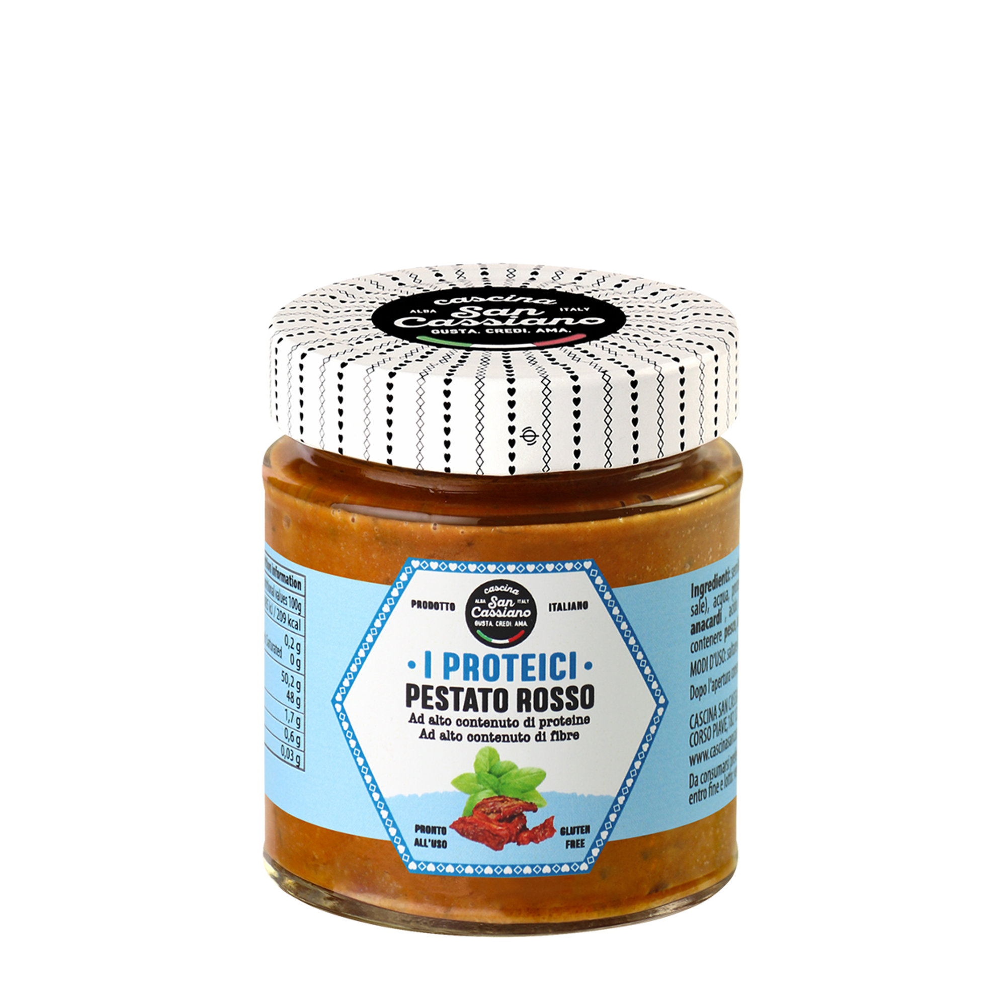 6 gemischte Gläser SughiProteici 140 g: 2 Basilikumpesto - 2 Rotes Pesto - 2 Cacio e Pepe Creme Cascina San Cassiano vista3