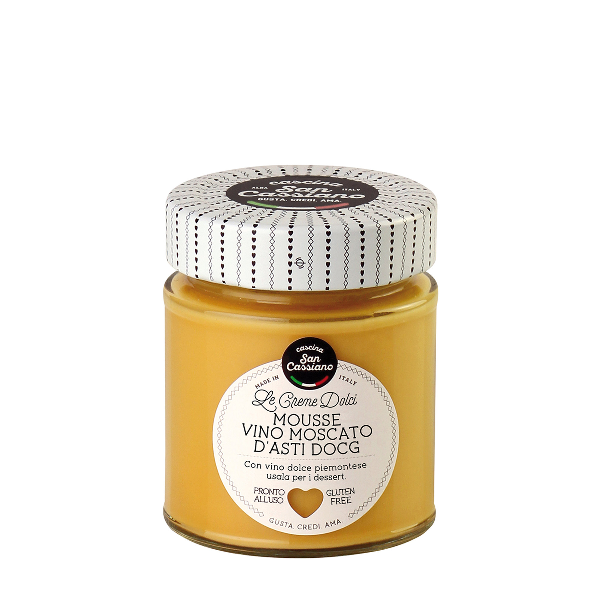 6 tarros mixtos Cremas dulces 140 gr: 2 crema de capuchino - 2 crema de tiramisú - 2 mousse de vino Moscato d'Asti DOCG Cascina San Cassiano vista5
