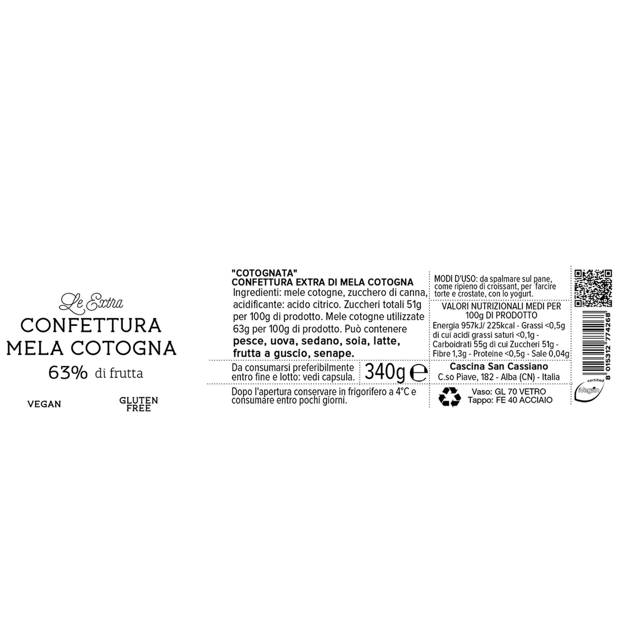 6 vasetti misti Confetture Extra: 2 Crema di Marroni - 2 Cotognata - 2 ACE Cascina San Cassiano vista4