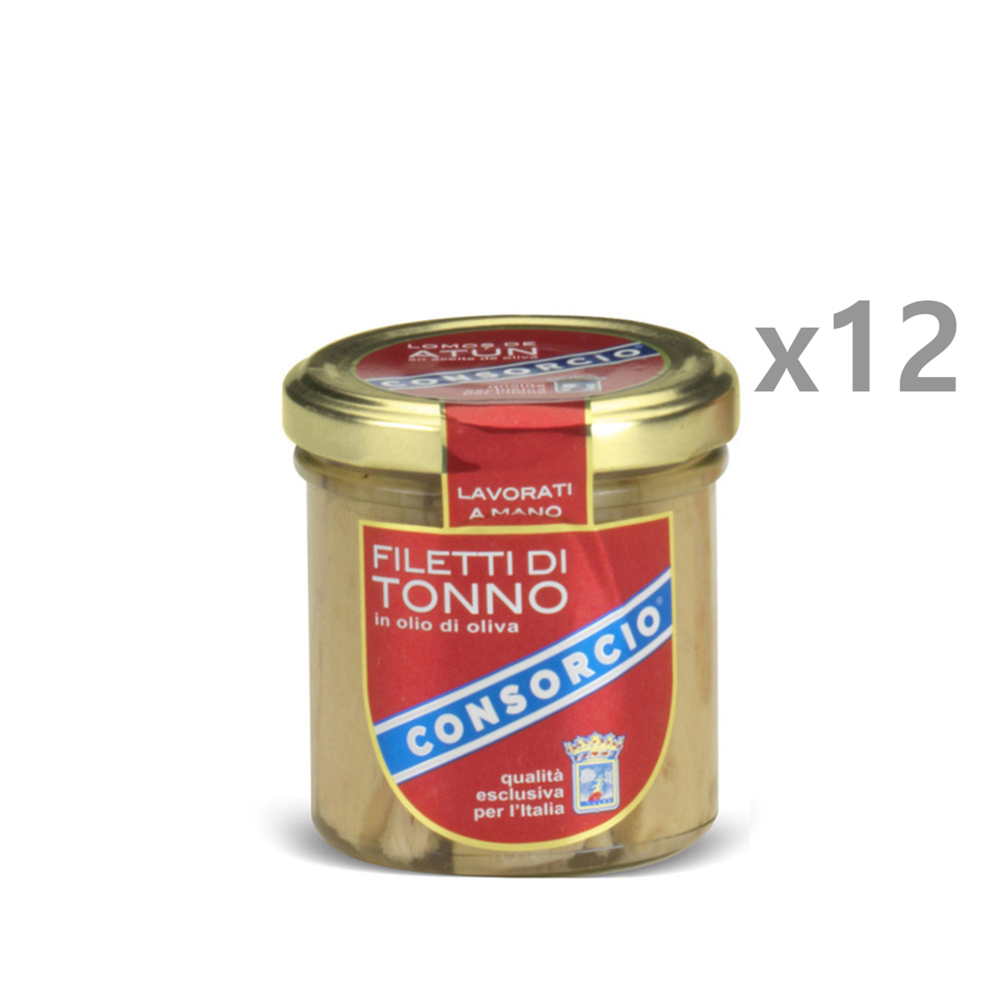 12 vasetti da 150 gr di filetti di tonno in olio d'oliva Consorcio vista0
