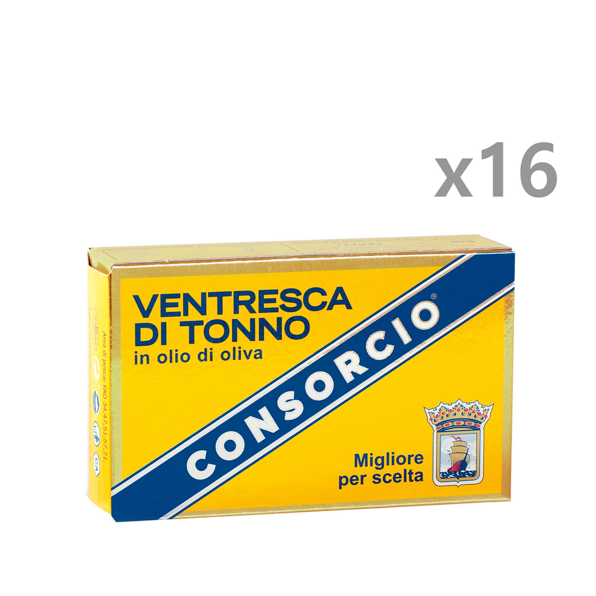 16 confezioni da 110 gr di ventresca di tonno in olio d'oliva  Consorcio vista0