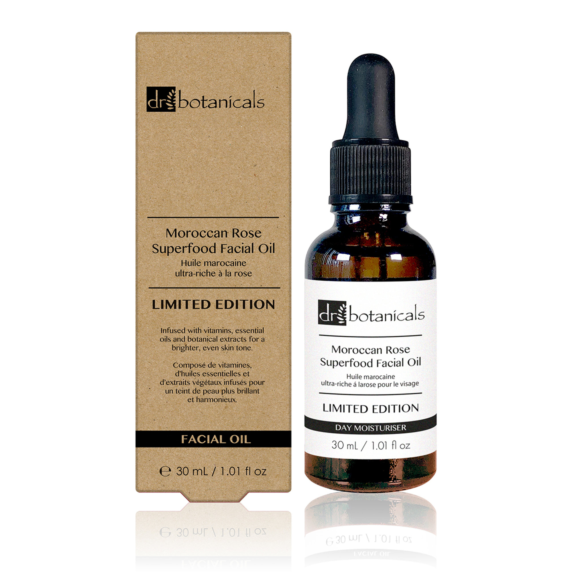 OLIO VISO SUPERFOOD ROSA MOROCCON LIMITED EDITION - flacone ambra - 30 ml Dr. Botanicals vista5