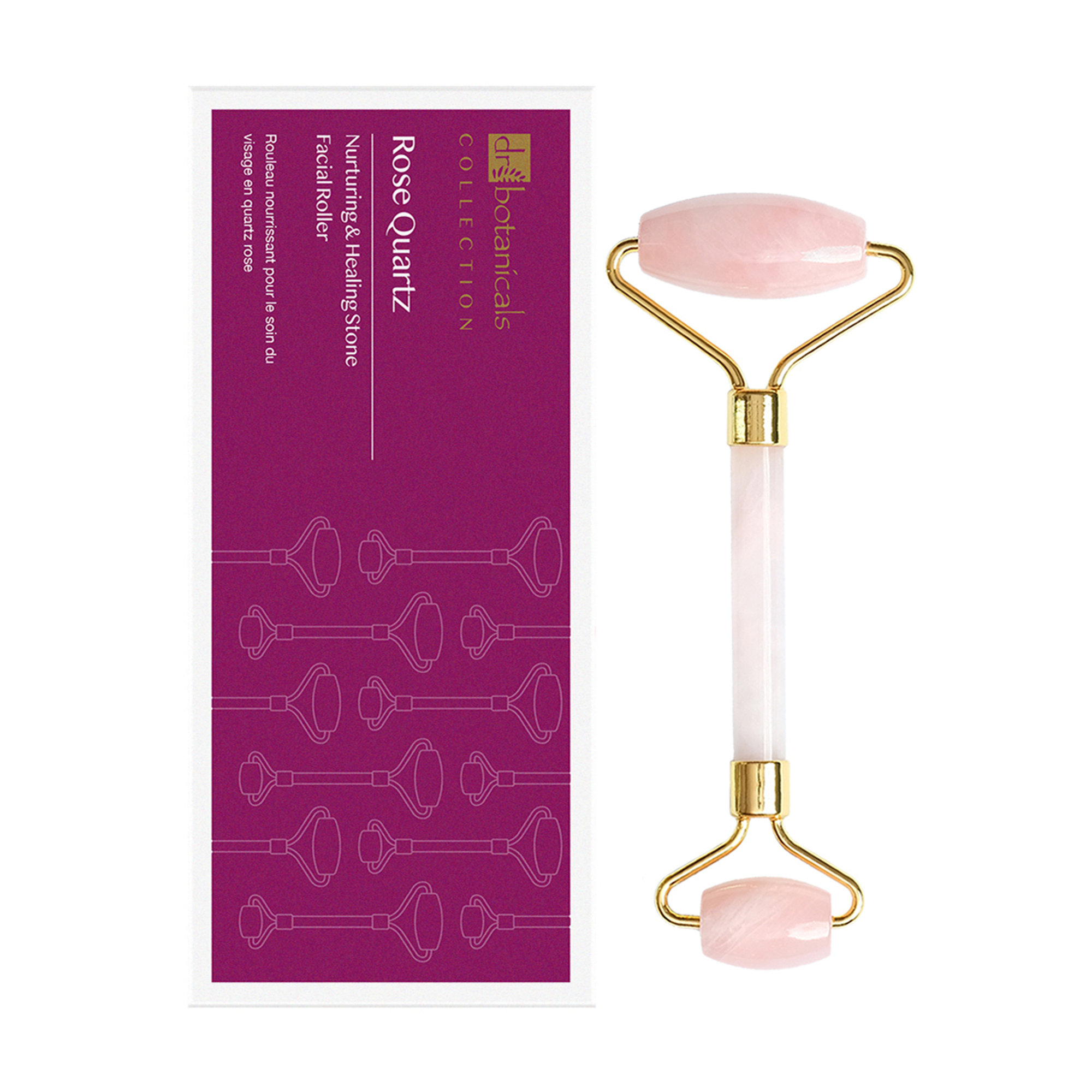 Rullo viso in pietra curativa e curativa al quarzo rosa (manico in oro rosa) Dr. Botanicals vista5
