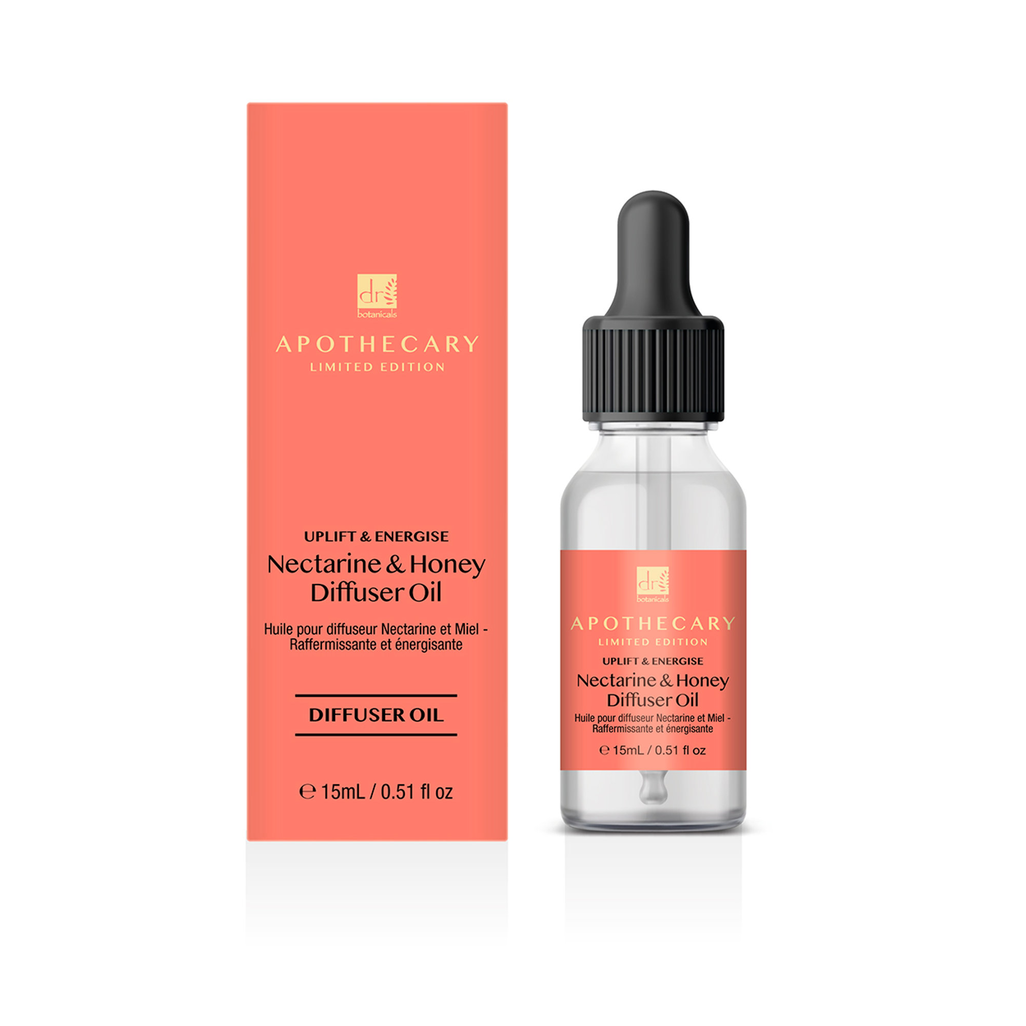 Uplift and Energise Olio diffusore alla nettarina e miele — 15 ml Dr. Botanicals vista1