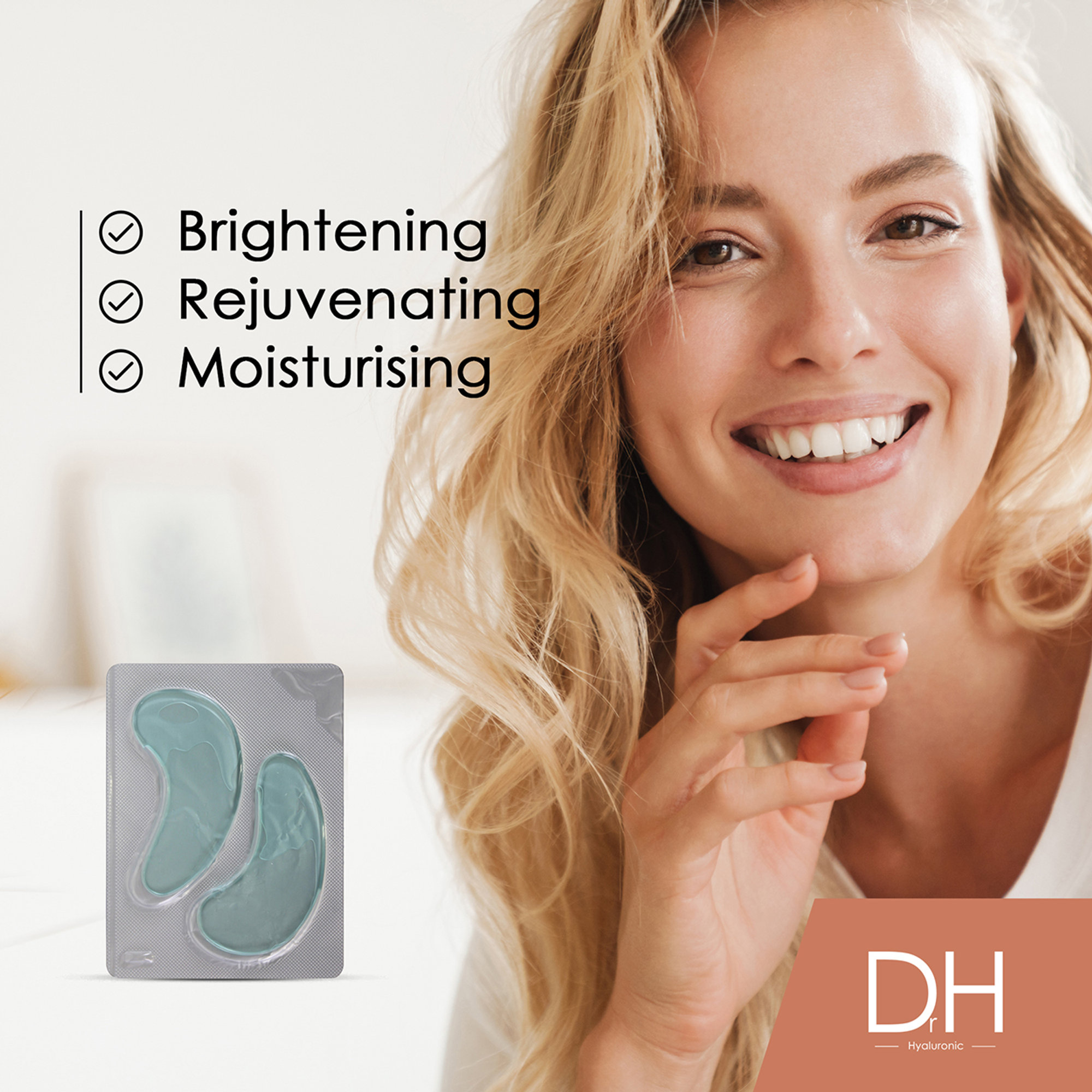 Parches para ojos de hidrogel de ácido hialurónico Dr H, 5 piezas Skin Chemists vista1