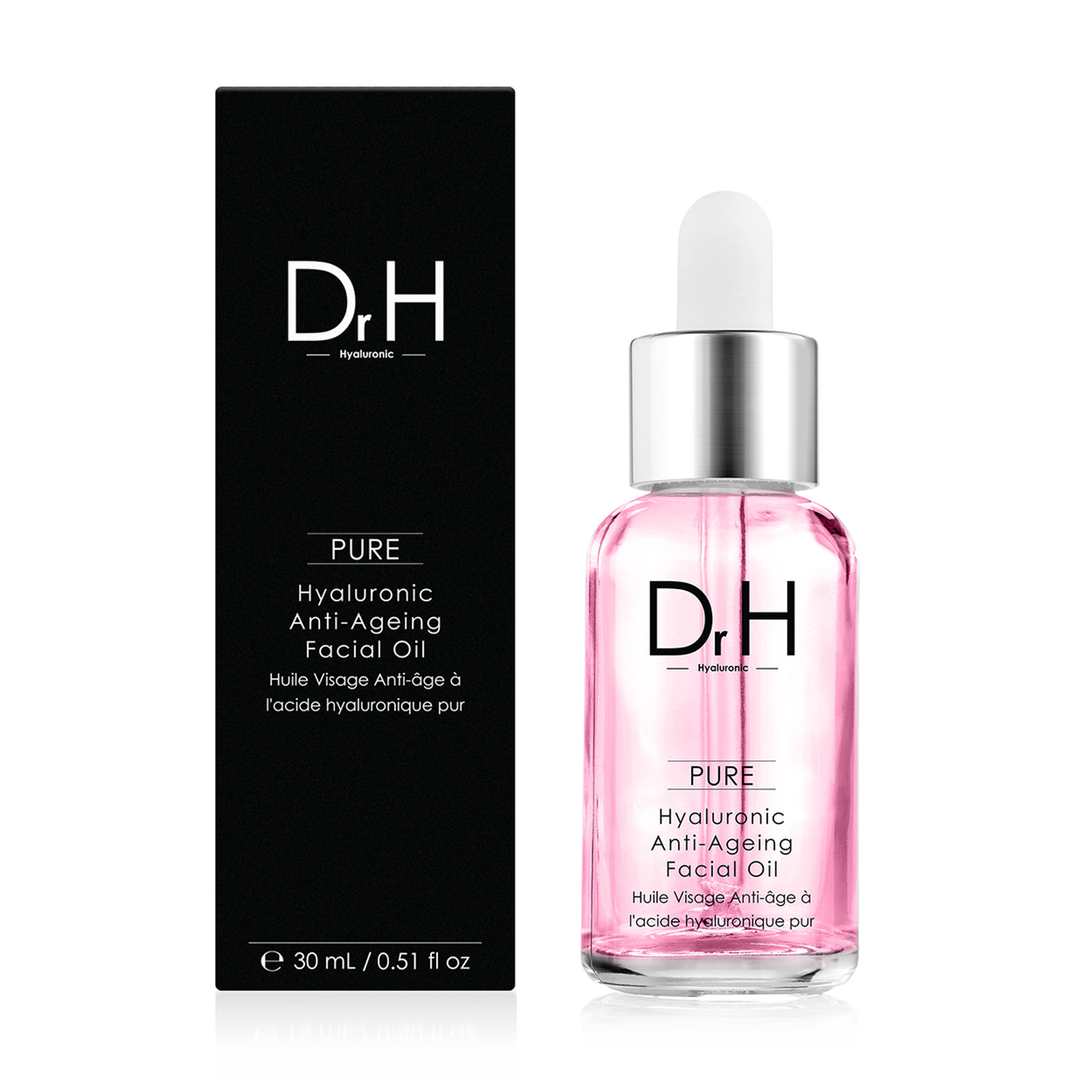 Olio viso anti-età all'acido ialuronico Dr H, 30 ml Skin Chemists vista1