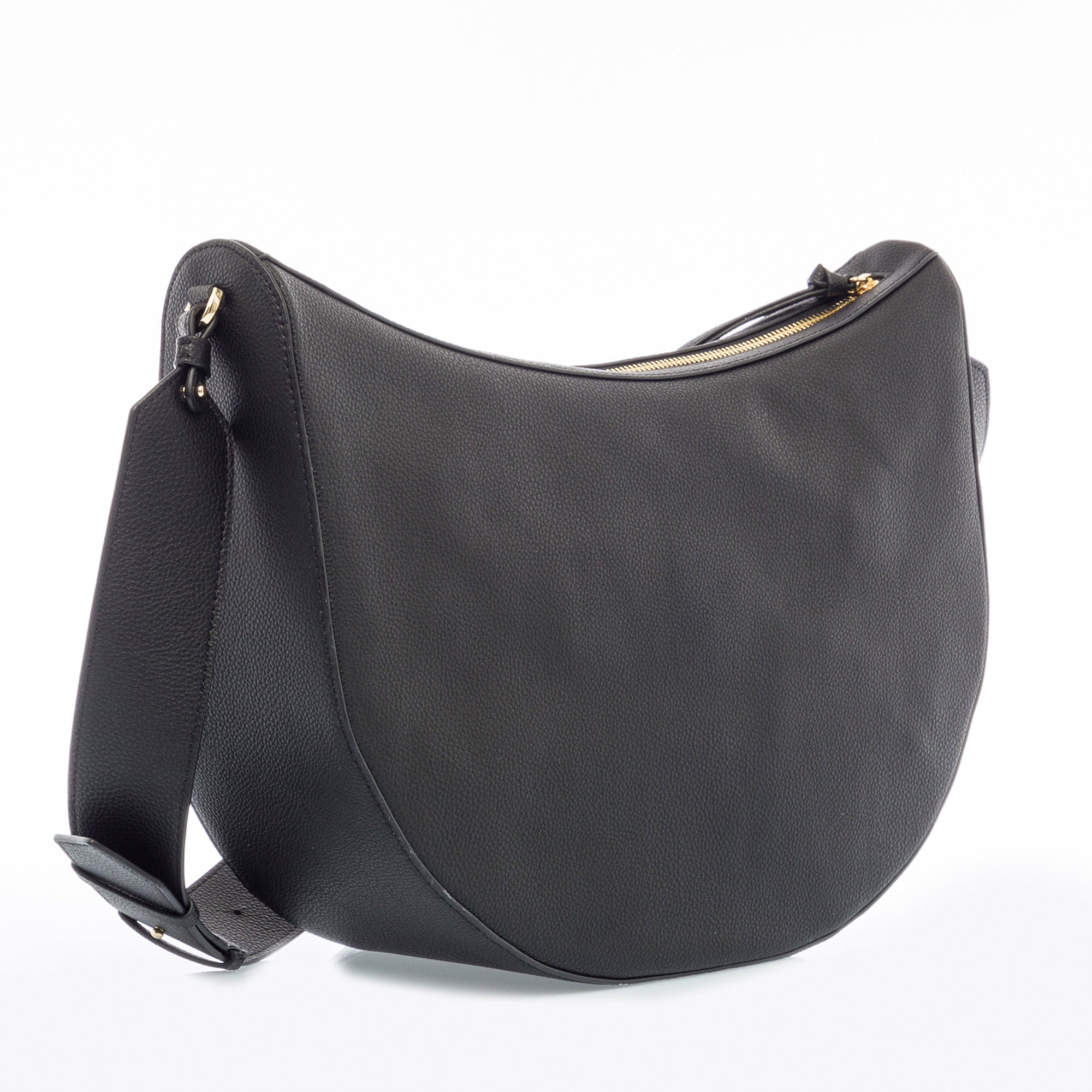 Borbonese Luna bag middle in pelle nera Borbonese vista1