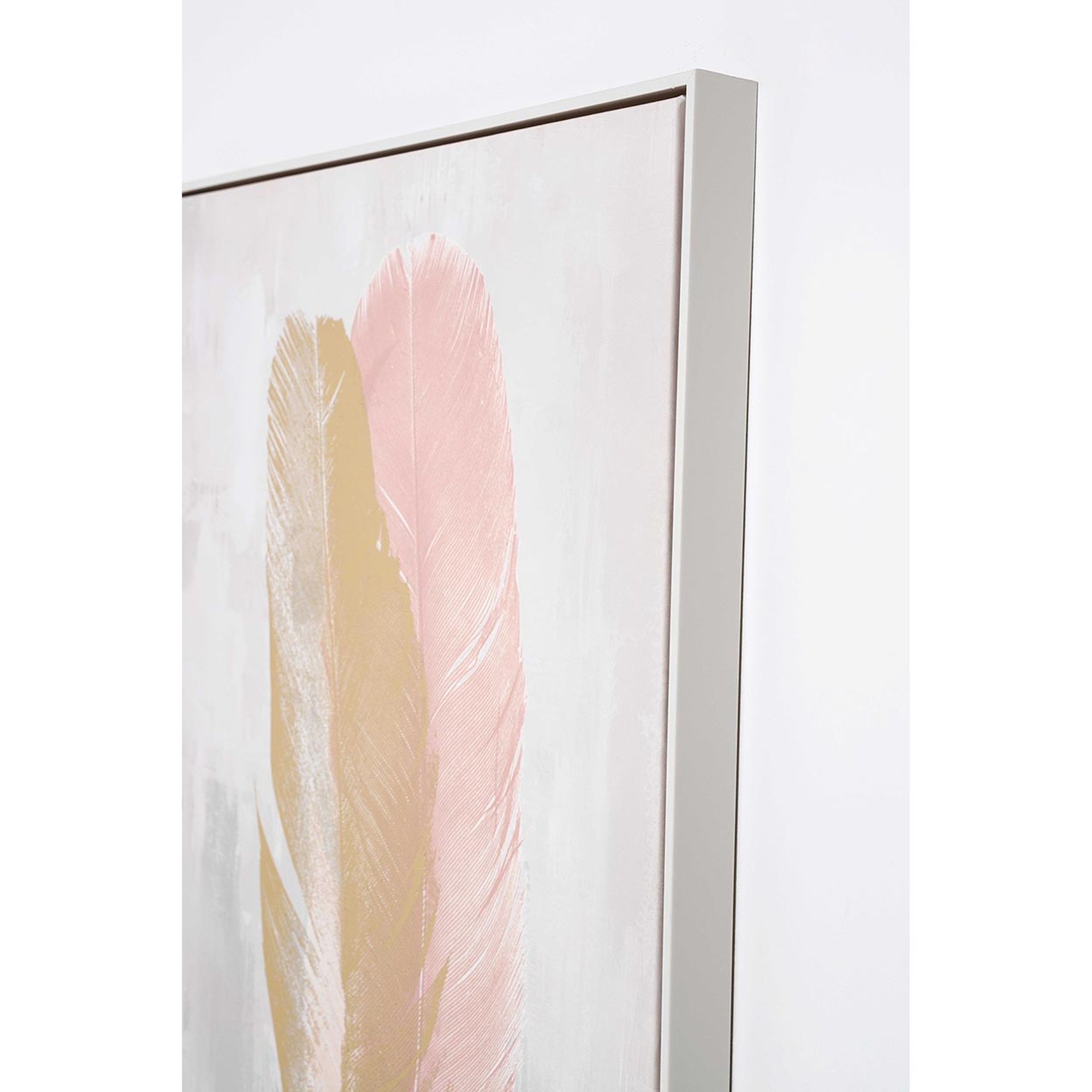 Toile à l'huile imprimée avec cadre blanc, plume or/rose 60x120 Arredo glamour vista3