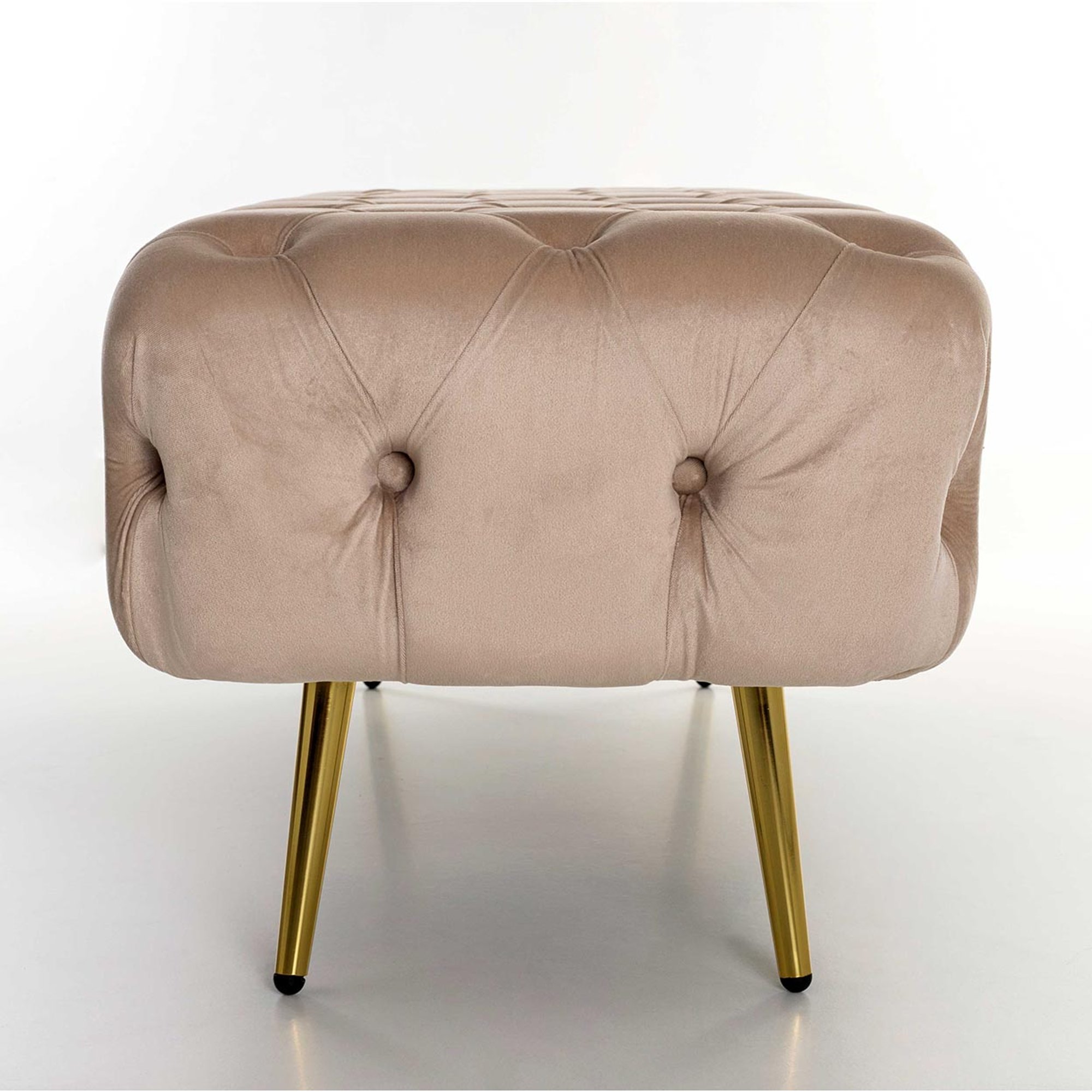 Panca Capitonè Rombo in velluto beige gambe oro 120x50x45 Arredo glamour vista3
