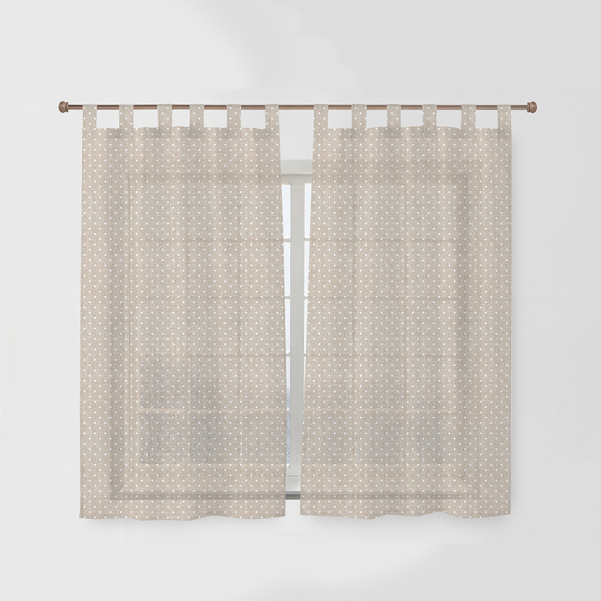 Plumeti Blanco - Visillo para ventana (paquete de 2), color beige Muare vista0