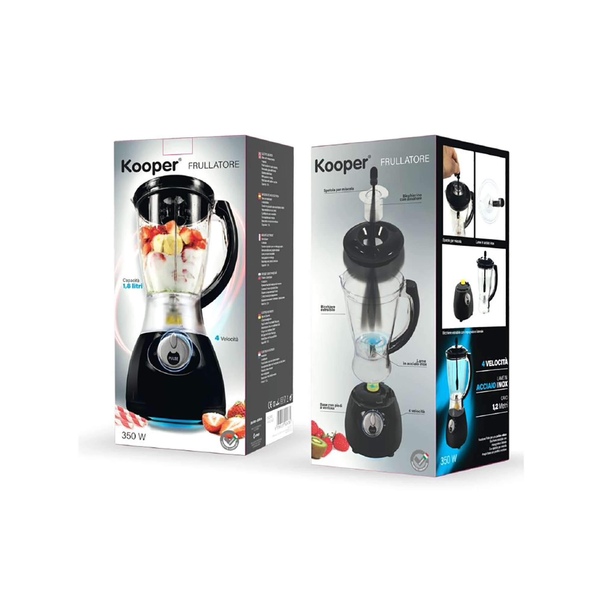 Frullatore 350W 4 velocita' nero Kooper vista11