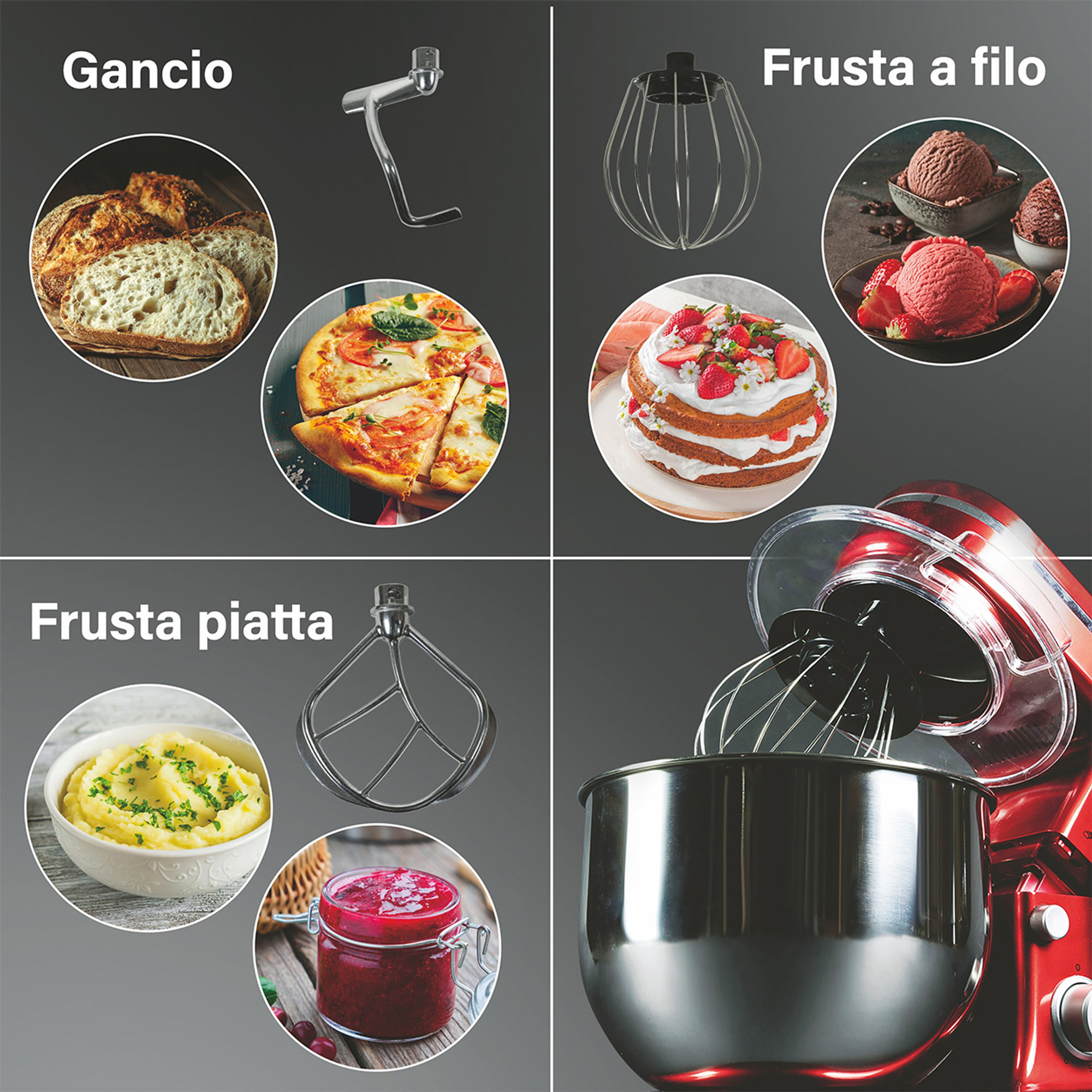Planetaria 1200W 5l 6 vel. avorio Kooper vista13
