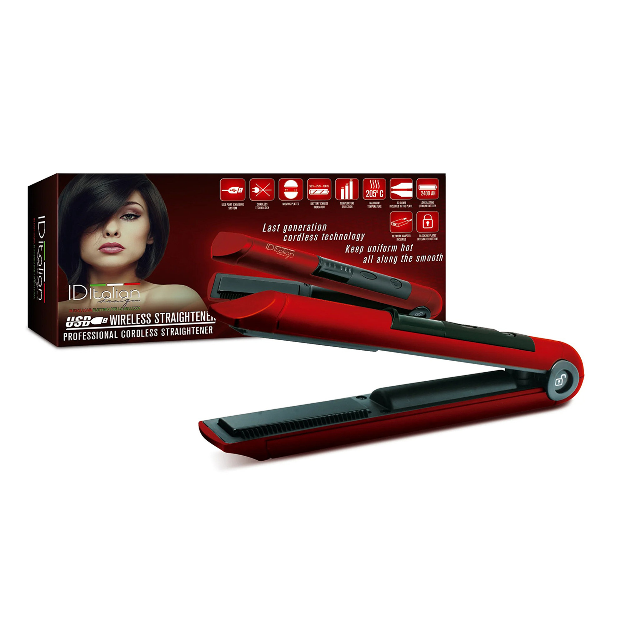 Piastra per capelli ricaricabile USB wireless con pettine. Postquam vista0