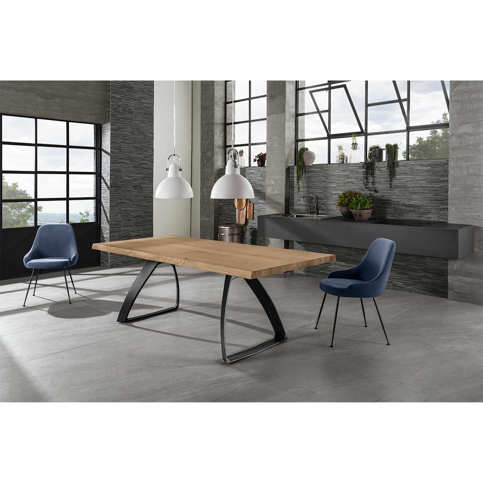 Tavolo Allungabile (160/240 x 90 cm), rovere/nero Stones vista2