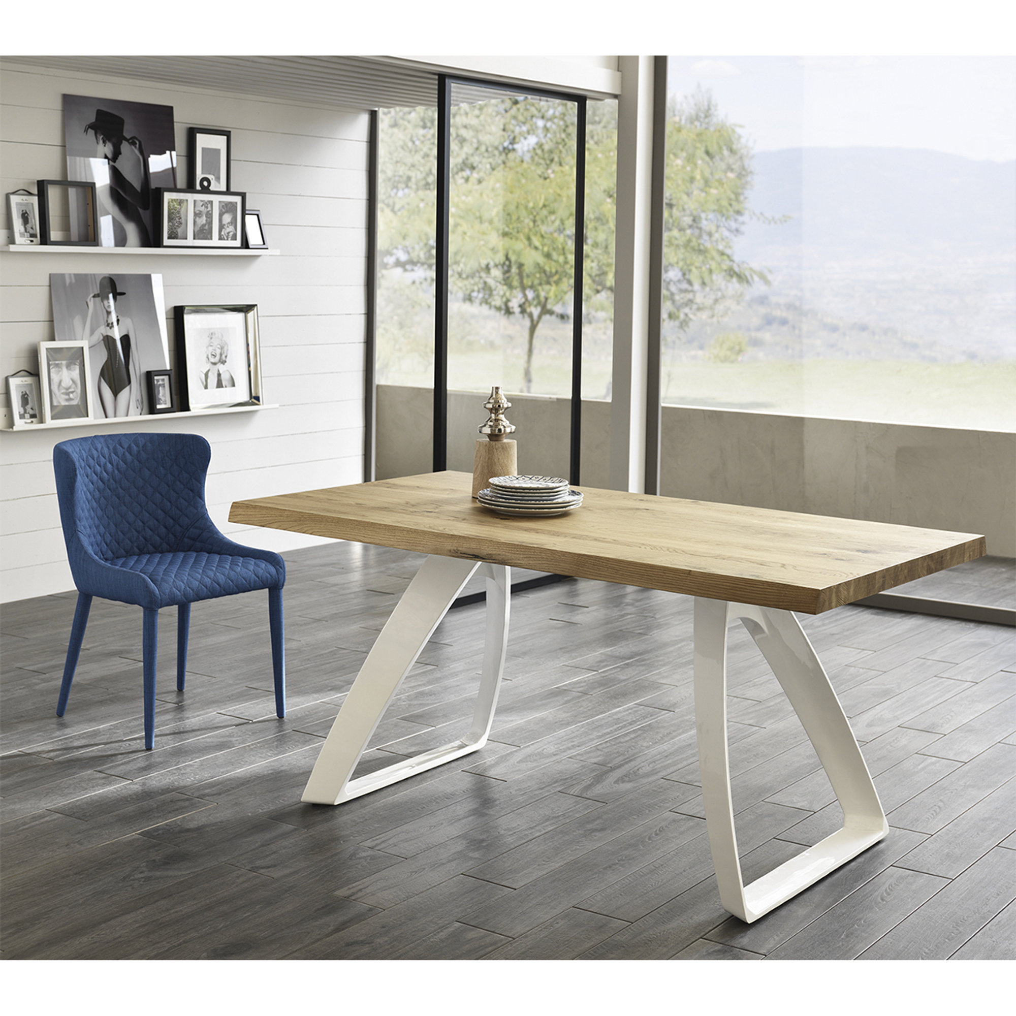 Tavolo Fisso (200 x 76 H cm), rovere/bianco Stones vista3