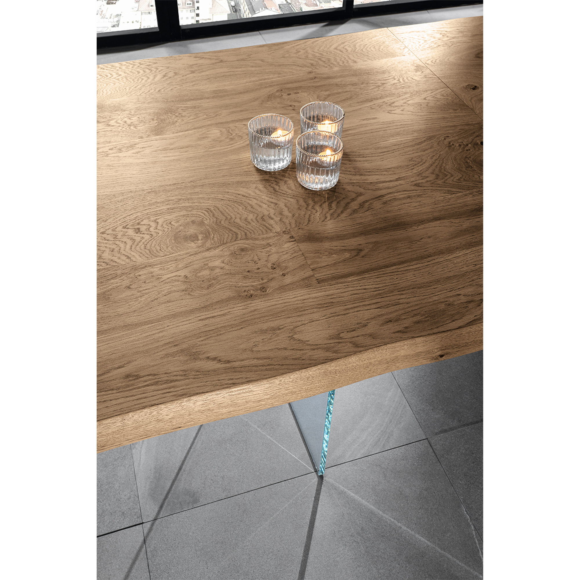 Tavolo Fisso (160 x 76 H cm), rovere/trasparente Stones vista1