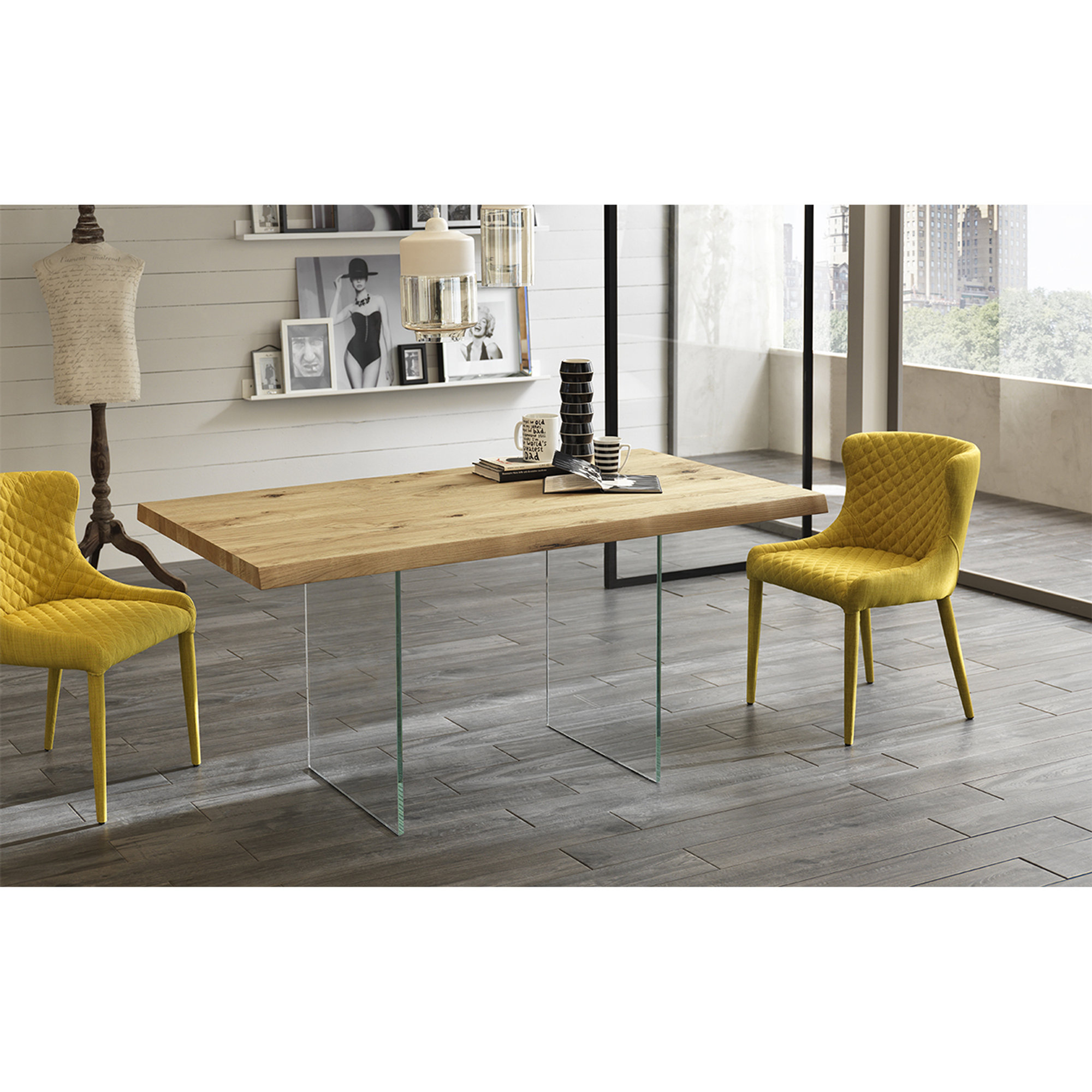 Tavolo Fisso (200 x 76 H cm), rovere/trasparente Stones vista1