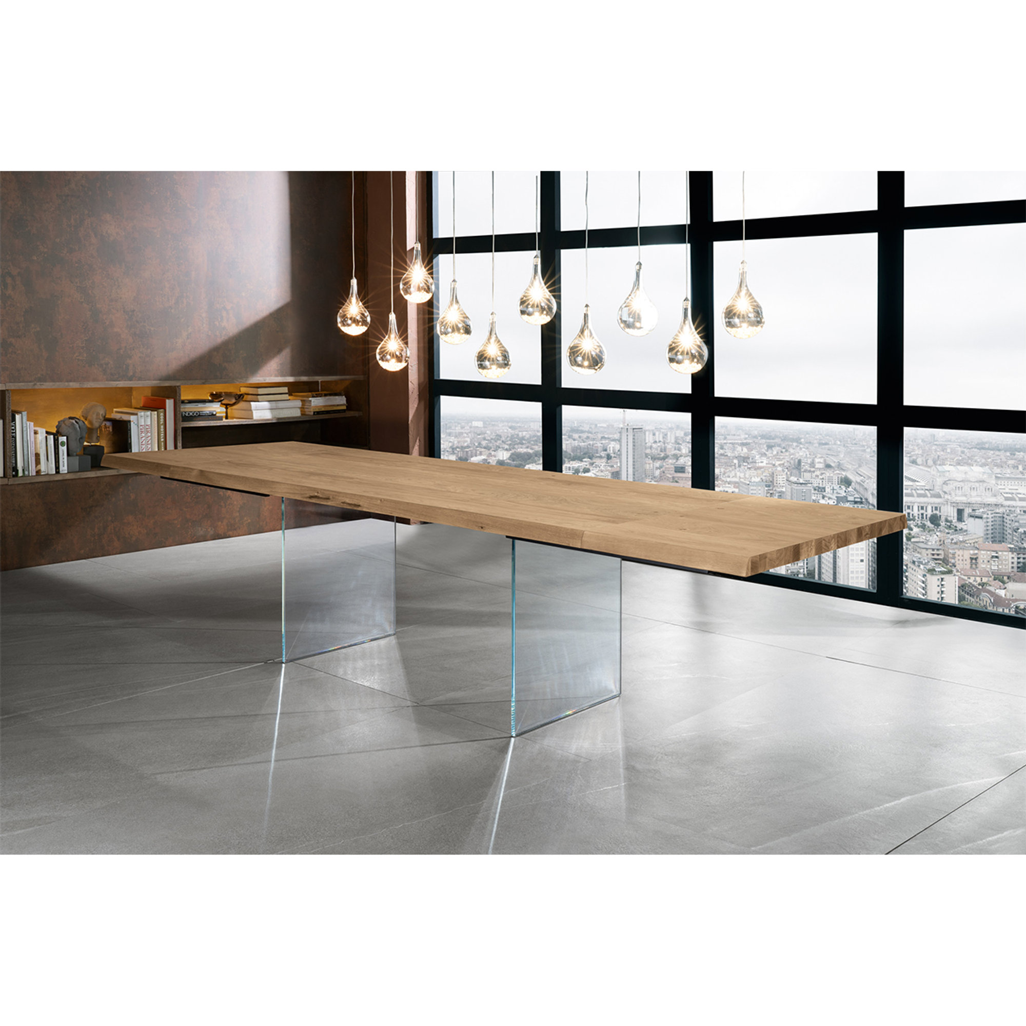 Tavolo Allungabile (160/240 x 90 cm), rovere/trasparente Stones vista1