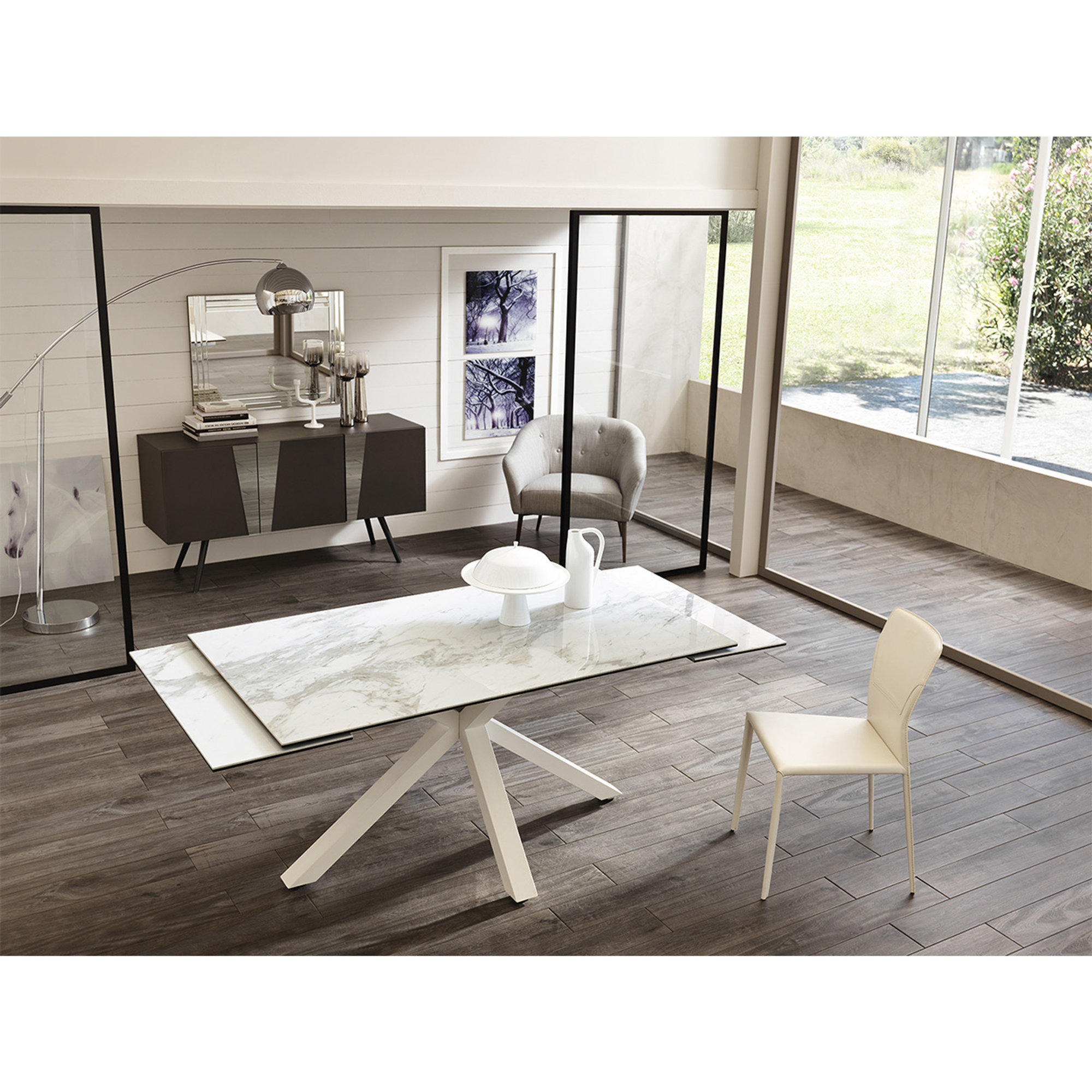 Tavolo Allungabile (160/240 x 90 cm), bianco Stones vista2
