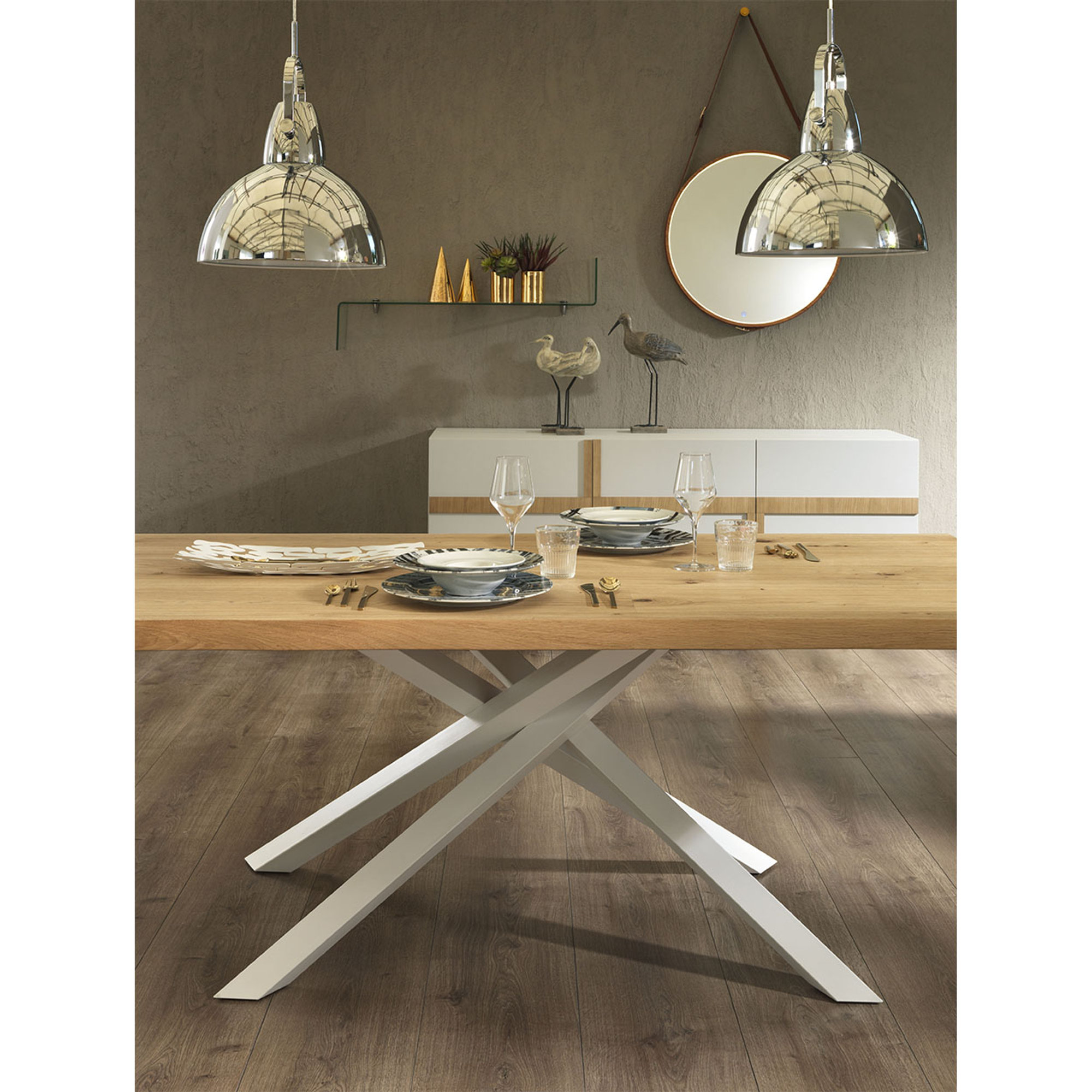 Tavolo Fisso (160 x 76 H cm), rovere/bianco Stones vista1