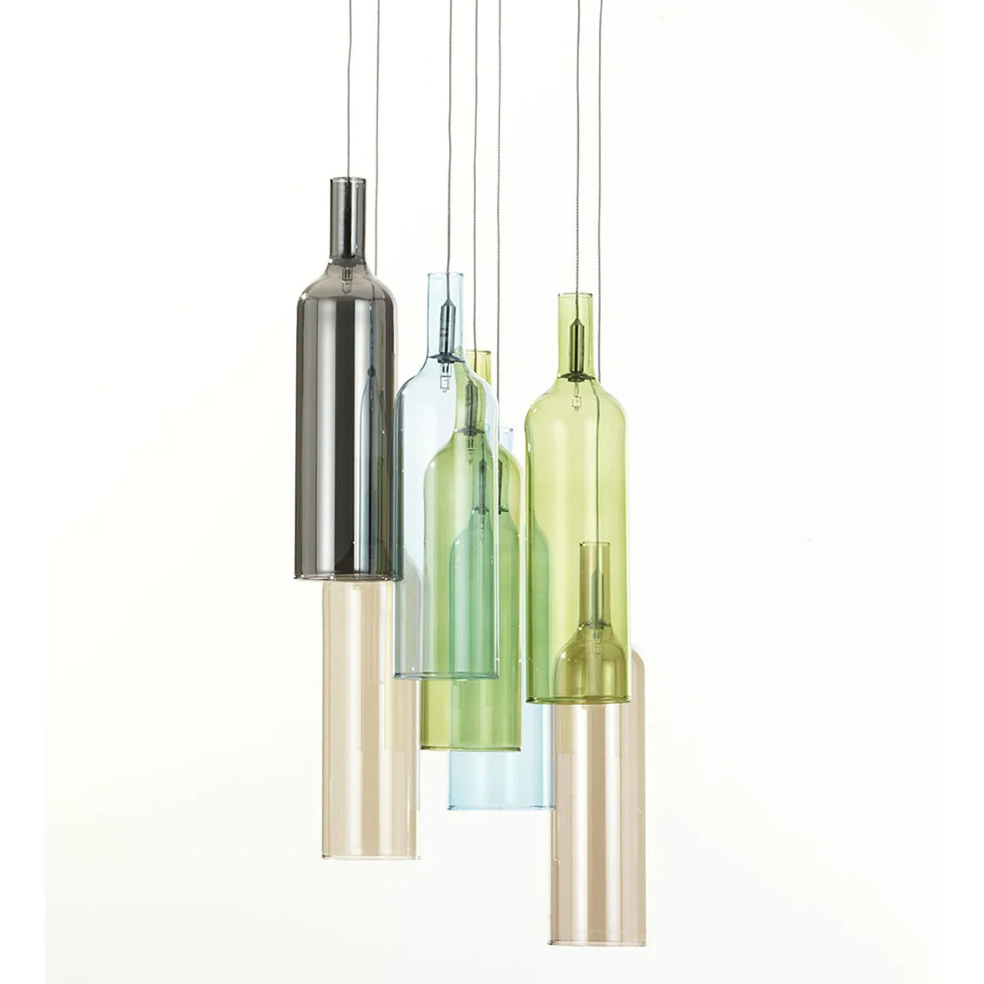 Lámpara de araña BOTTLES de 7 luces, multicolor Iluminación Tomasucci vista2