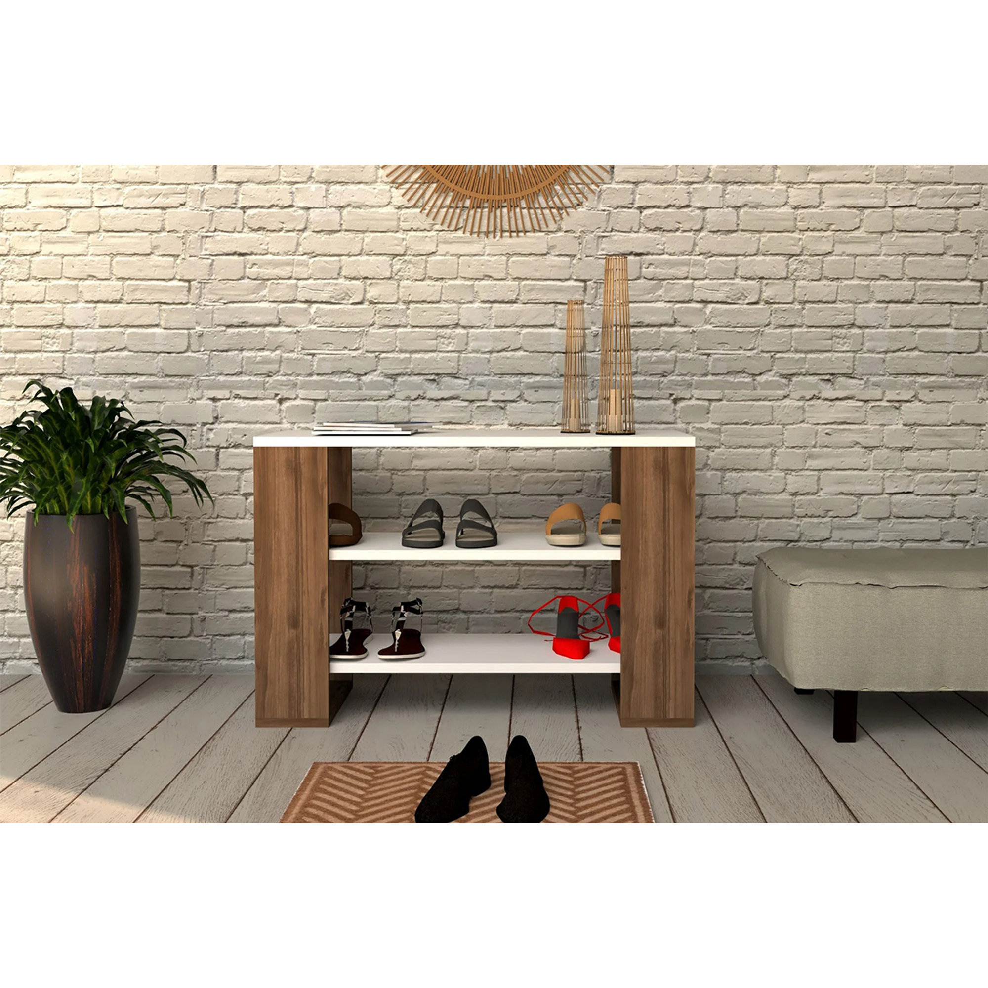 Zapatero Dore de nogal blanco Hanah home vista2