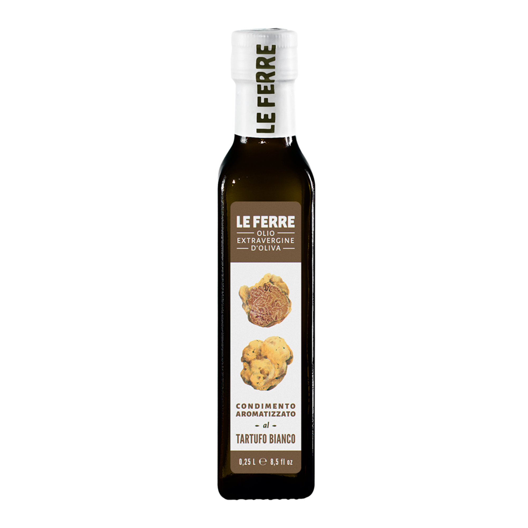 6 bottiglie - Condimento aromatizzato 0,25 lt: Tartufo Bianco - Peperoncino - Rosmarino- Limone-Basilico-Arancia Le Ferre vista1