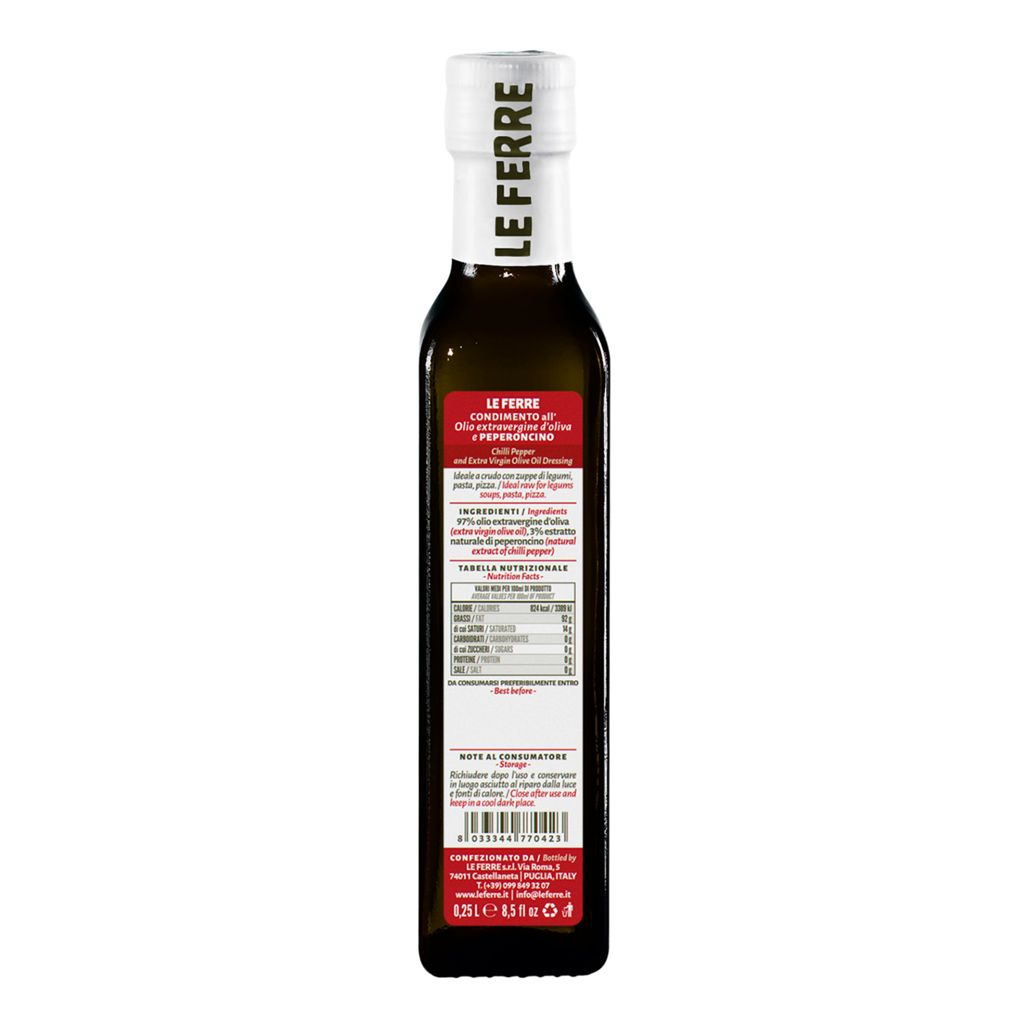 6 butelek - Przyprawa aromatyzowana 0,25 l: Czosnek - Papryczka chili - Wędzony - Cytryna - Zioła Śródziemnomorskie - Pistacja Le Ferre vista4