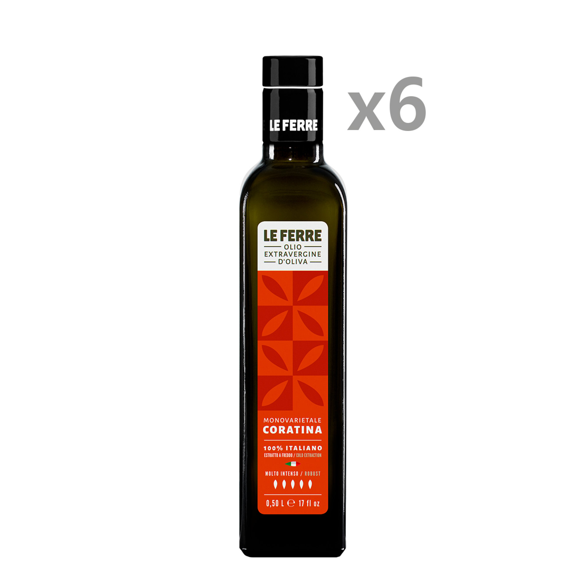 6 bottiglie- Olio Extravergine d'Oliva CORATINA bottiglia antirabbocco da 0,50 L "LE FERRE" Le Ferre vista0