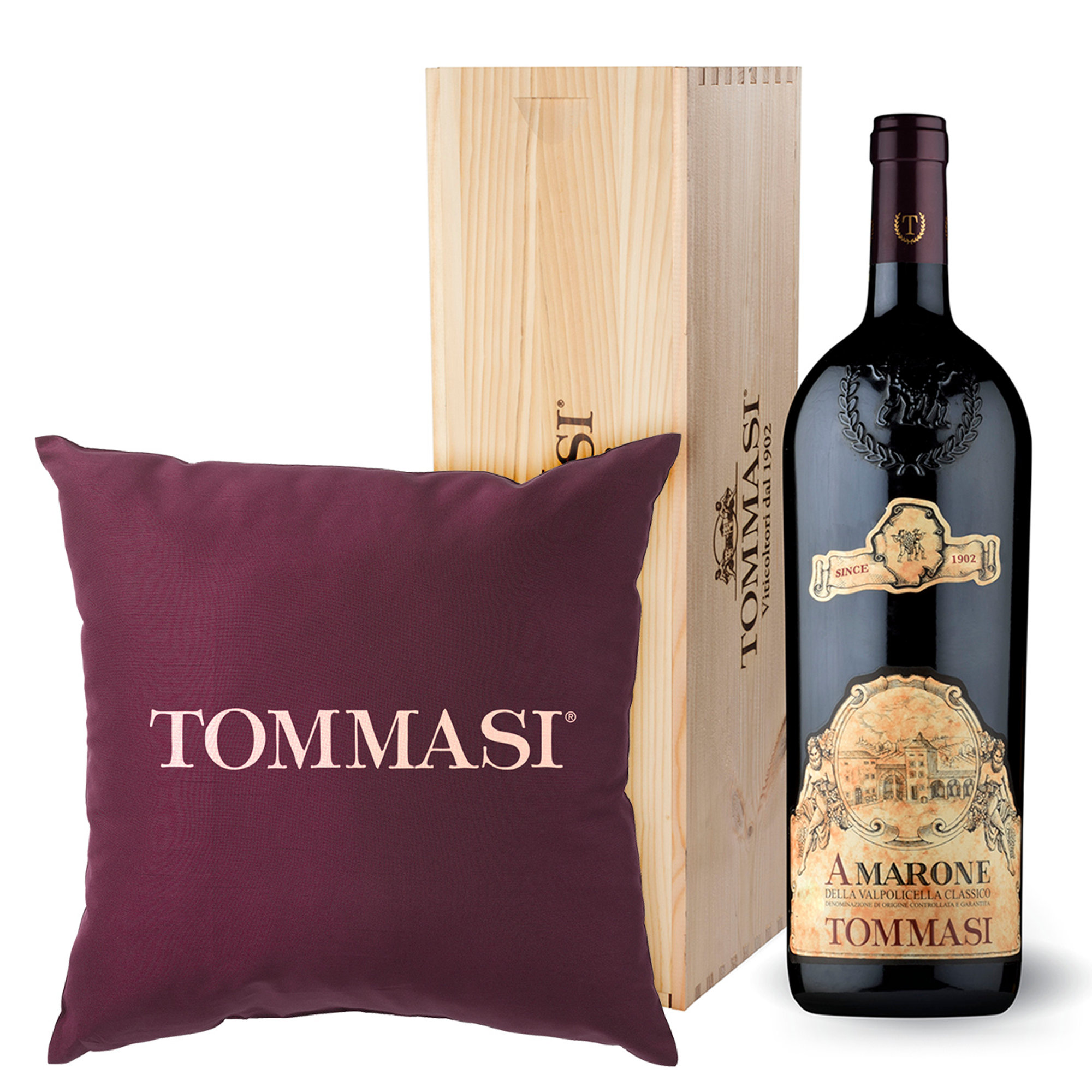 1 bottiglia Jeroboam 3 lt - Amarone della Valpollicella Classico DOCG 2019 in cassa di legno con cuscino Tommasi Tommasi vista0