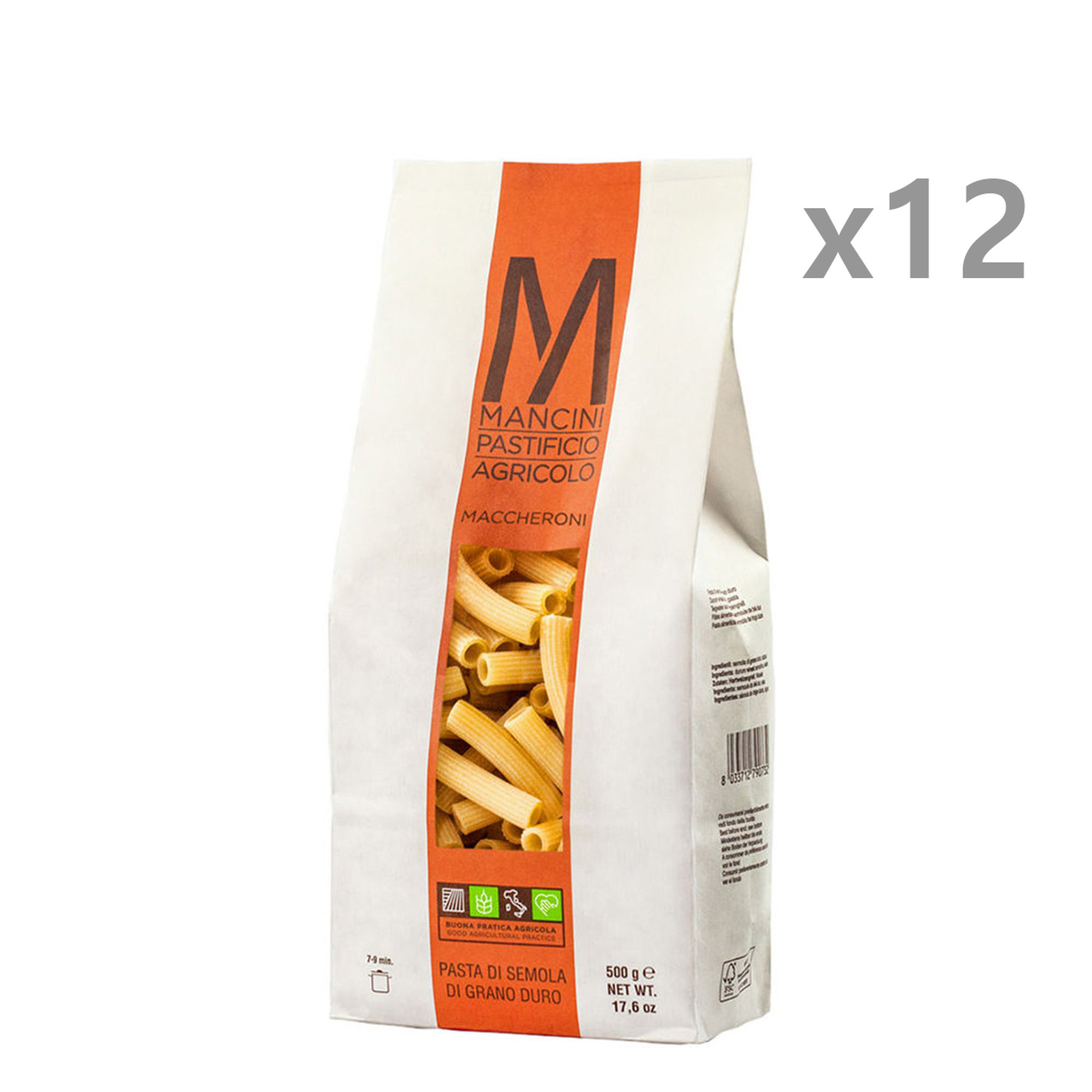12 conf. maccheroni da 500 gr in busta Pasta Mancini vista0