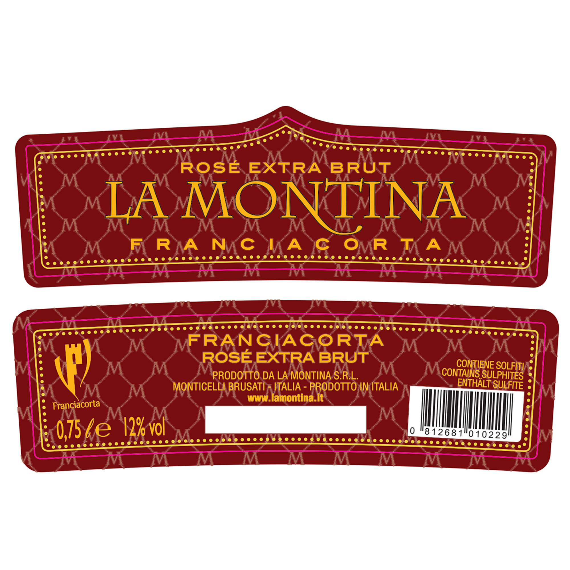 3 bottiglie Franciacorta: Millesimato Brut 2015 - Riserva Baiana 2012 Pas Dosè - Rosé Extra Brut La Montina vista3