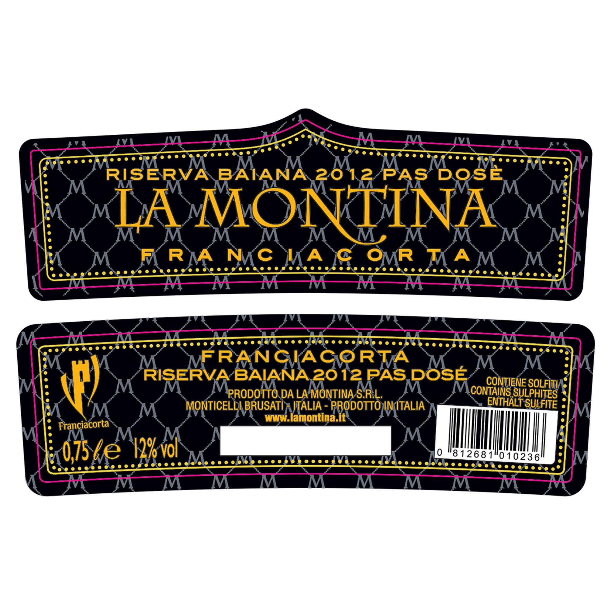 3 bottiglie Franciacorta Riserva Baiana 2012 Pas Dosè La Montina vista1