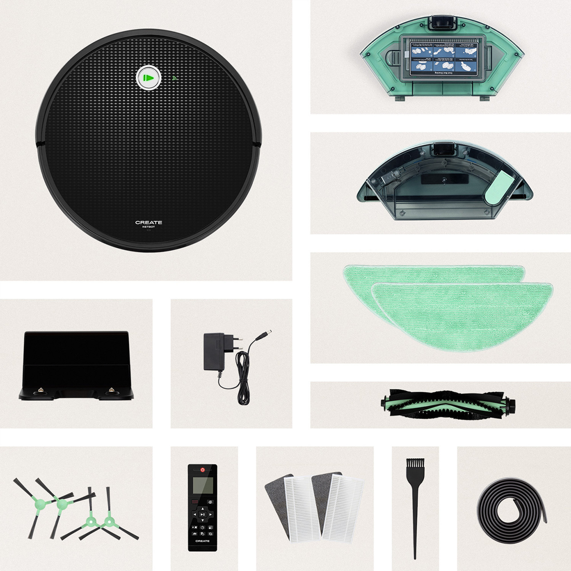 NETBOT S15 2.0 - Robot Aspirador Friegasuelos NUEVA APP - 1500 Pa, negro Create vista3