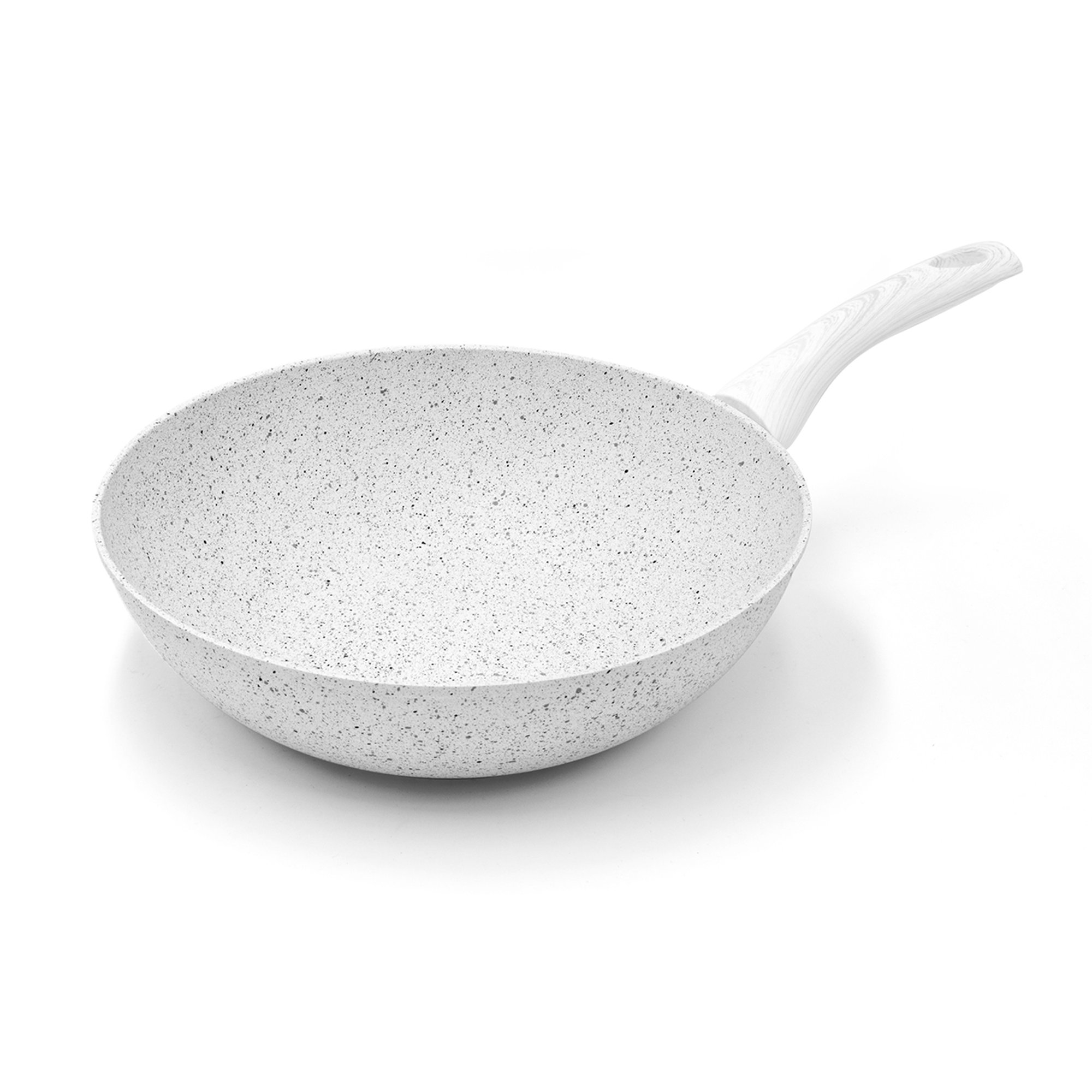 Wok/saltapasta ø 28 cm "Stonewhite" manico legno bianco naturale Bisetti vista0