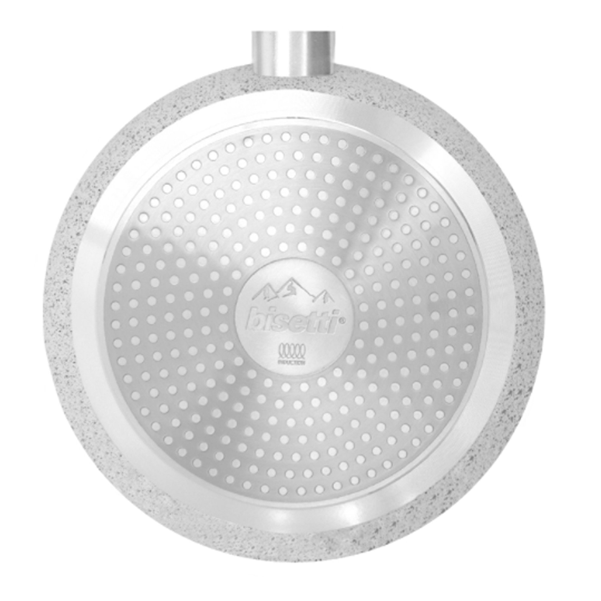 Padella ø 28 cm "Stonewhite" con coperchio manico effetto legno bianco Bisetti vista1