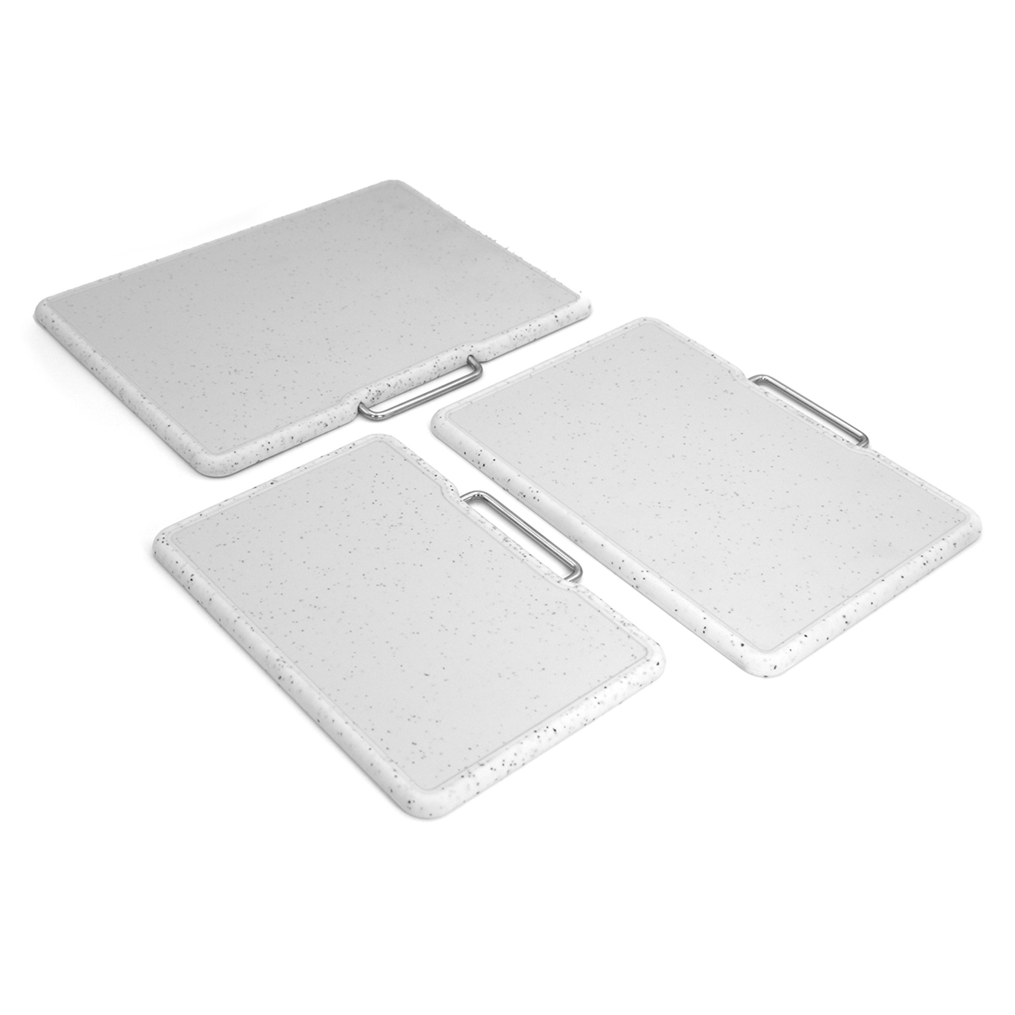 Set 3 taglieri "Stonewhite" effetto granito con rack in acciaio inossidabile Bisetti vista2