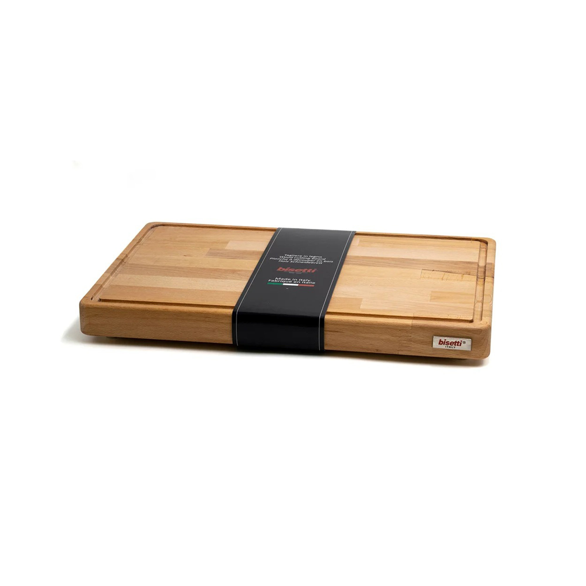 Tagliere con raccoglisugo in legno di faggio con piedini  cm 45 x 30 x 4 Bisetti vista0