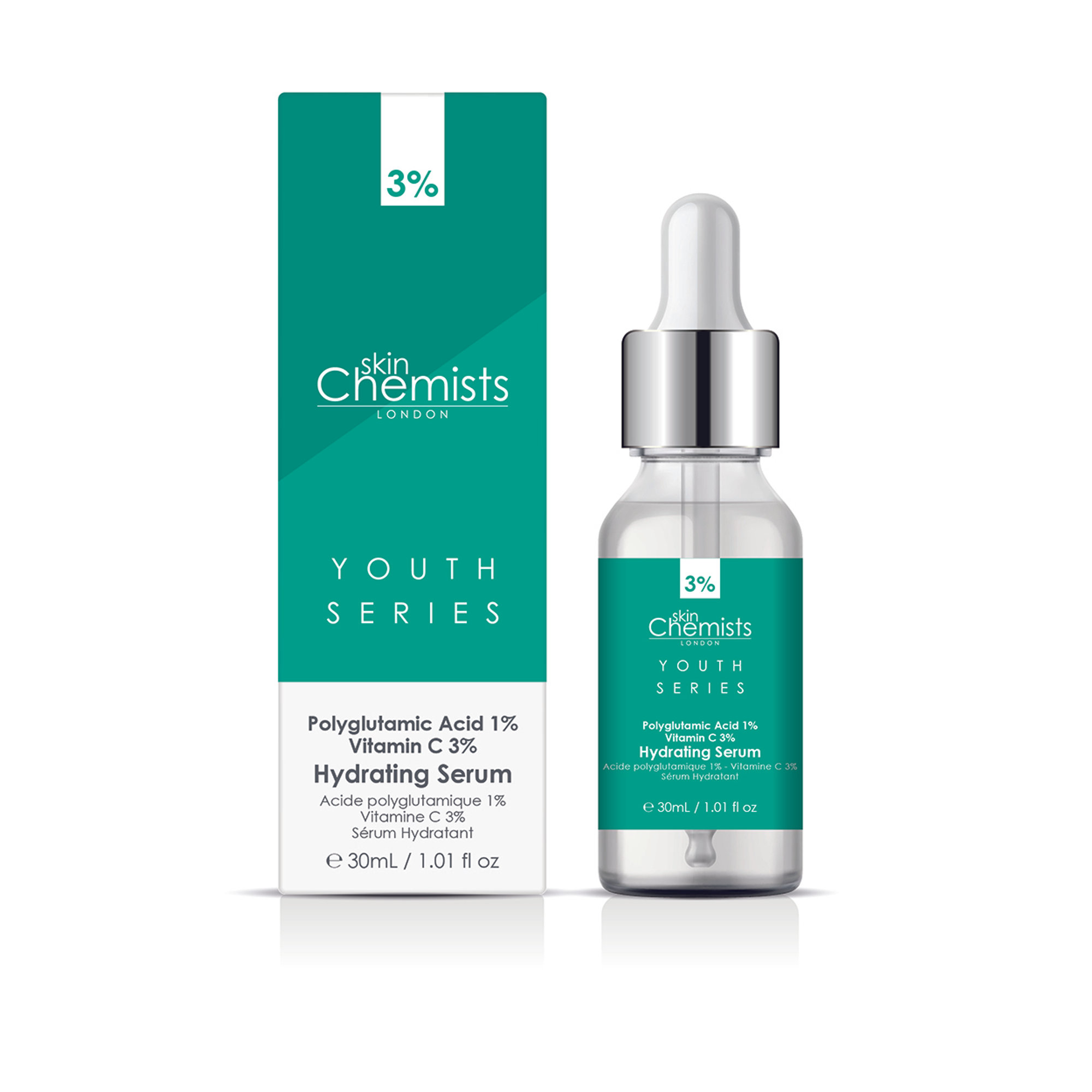 Siero Idratante - Acido Poliglutammico 1%, Vitamina C 3% 30ml Skin Chemists Youth Series vista0