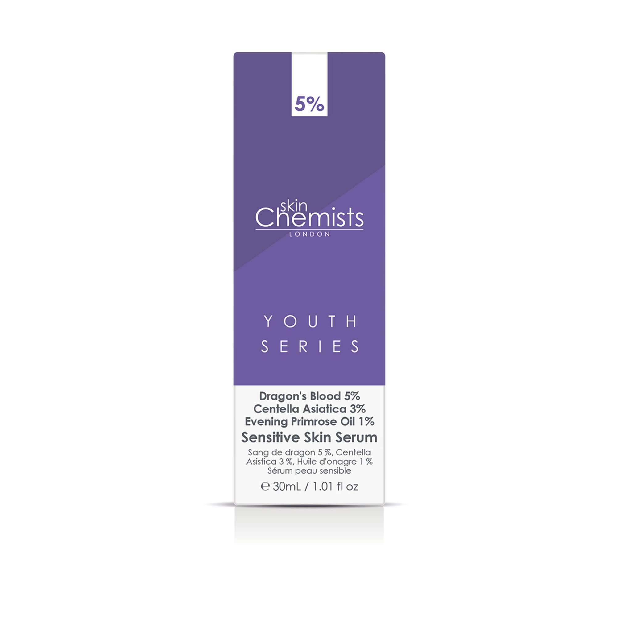 Siero per pelli sensibili - Sangue di Drago 5%, Centella Asiatica 3%, Olio di Enotera 1% 30ml Skin Chemists Youth Series vista1