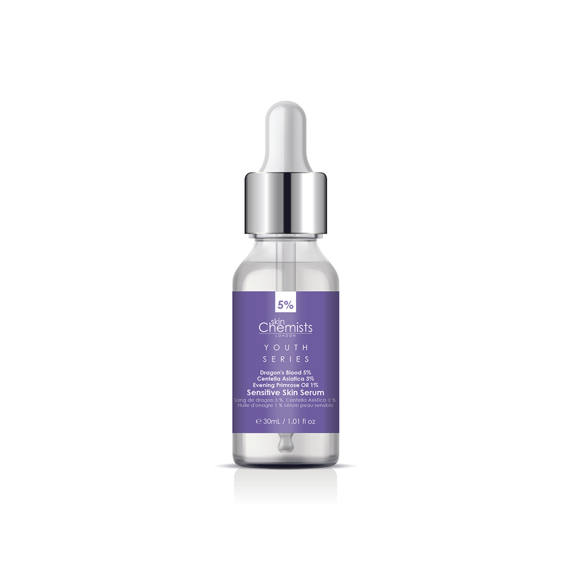 Siero per pelli sensibili - Sangue di Drago 5%, Centella Asiatica 3%, Olio di Enotera 1% 30ml Skin Chemists Youth Series vista2